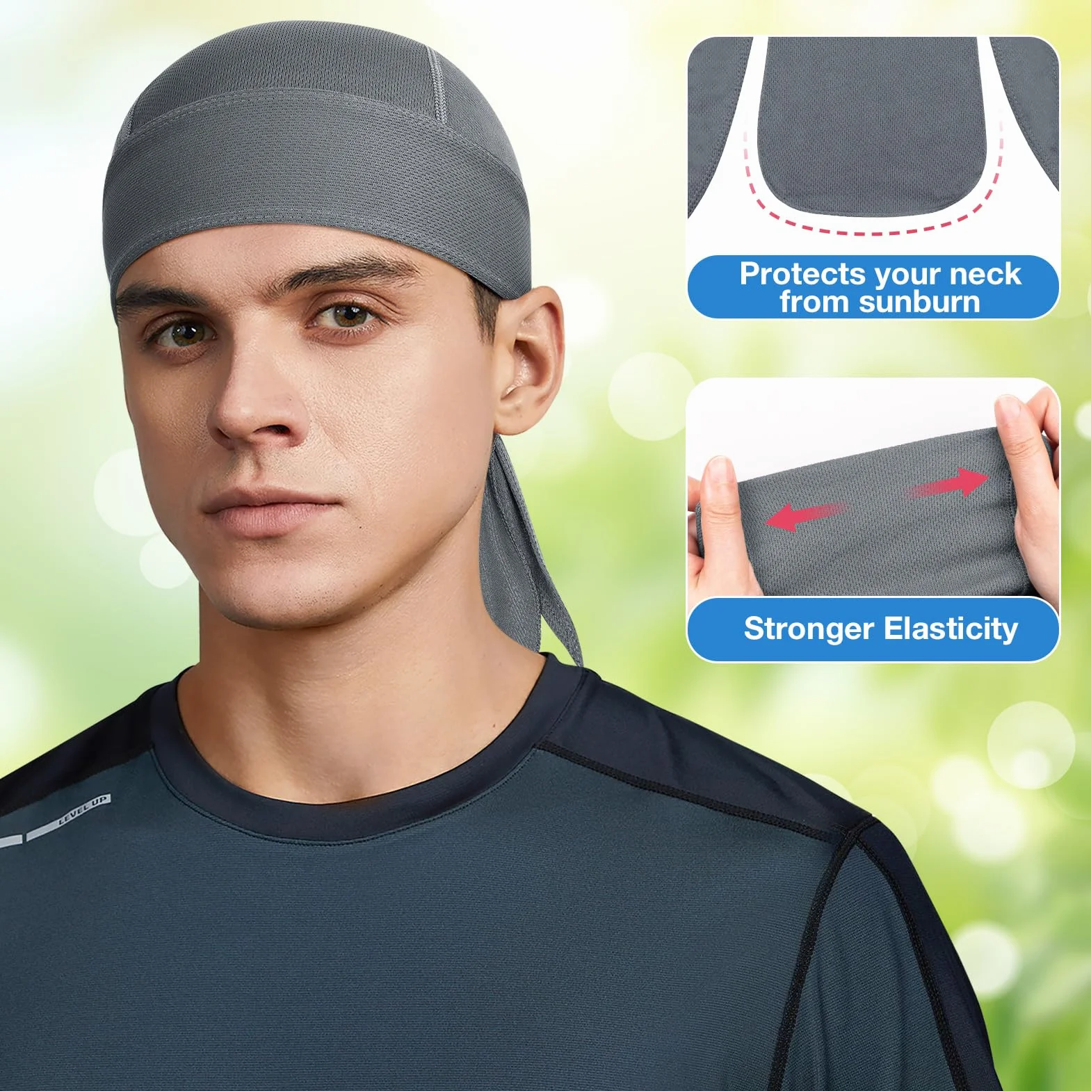 MELLIEX Sportowa bandana Cap męska damska, szybkoschnąca, oddychająca chusta na głowę, regulowana chusta piracka, ochrona przed promieniowaniem UV, Durag, do jazdy na rowerze, wspinaczki, biegania,