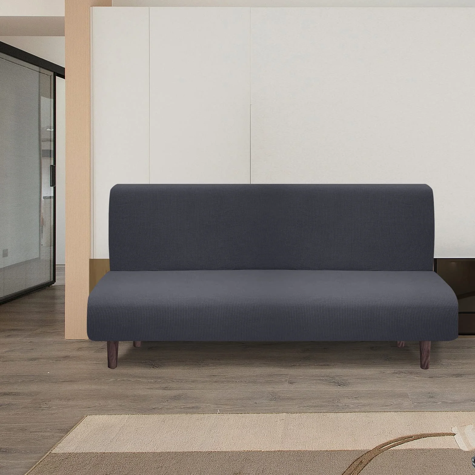 Granbest wodoodporna poszewka na futon bez podłokietników, wysoki stretch futon ochraniacz do składanego sofę do spania antypoślizgowy poszewka na sofę bez podłokietników (szary)