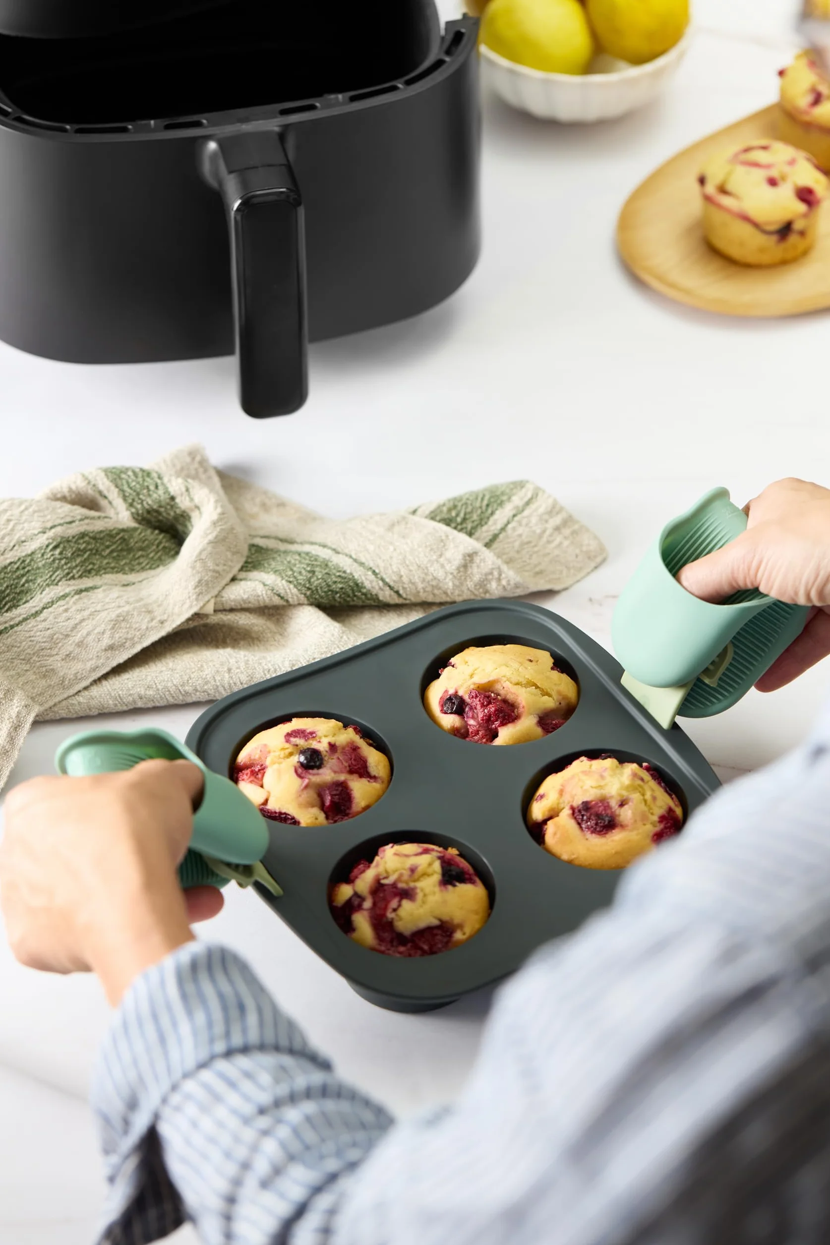 Lékué Elastyczne mini silikonowe rękawice kuchenne, zestaw 2 szt., ochraniacze na palce