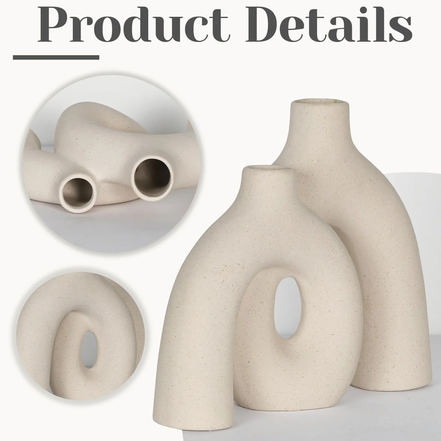Wazon ceramiczny boho beżowy do dekoracji wnętrz