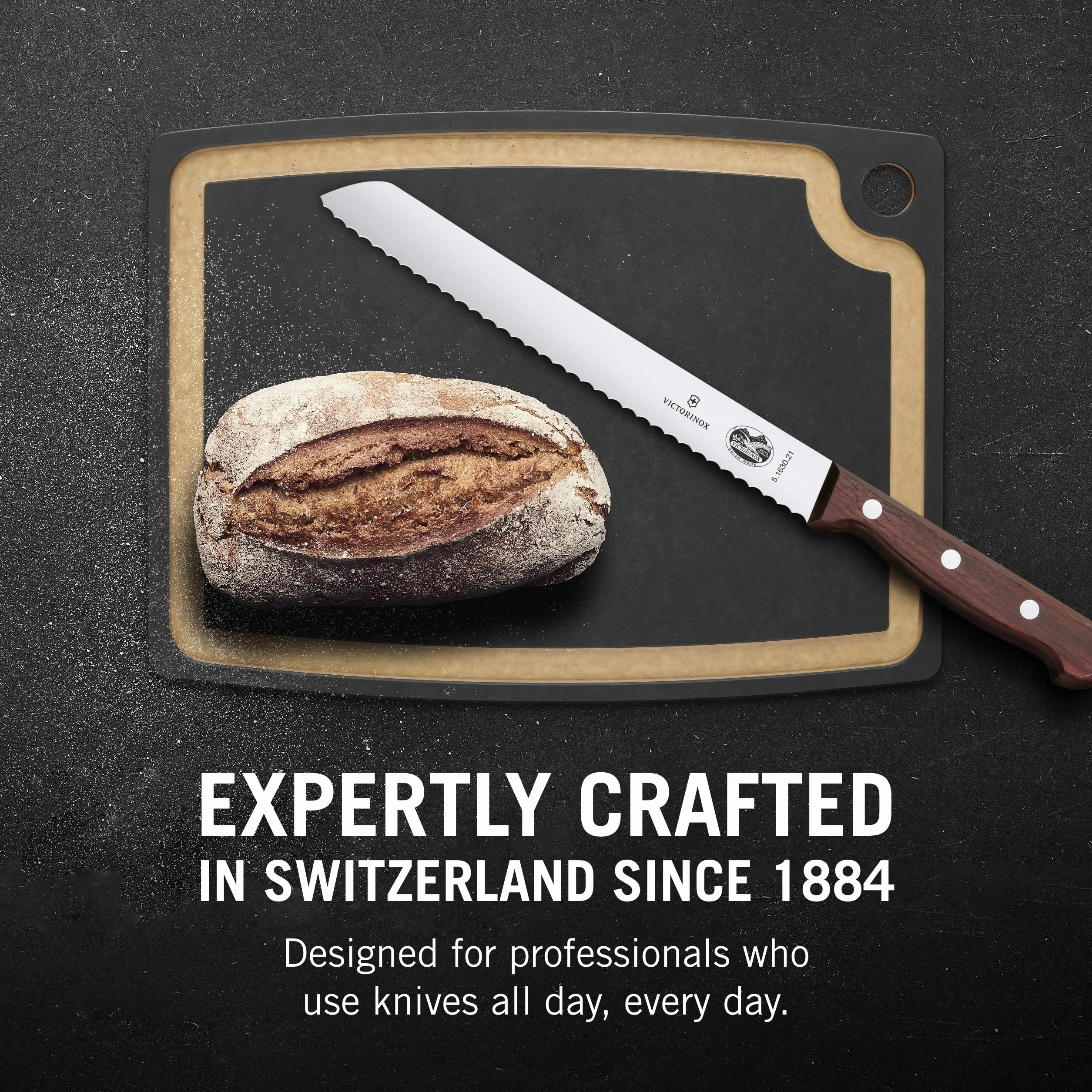 Victorinox Brotmesser 5.1630.21G Holzgriff Braun Extra scharfe Klinge Wellenschliff Made in Switzerland