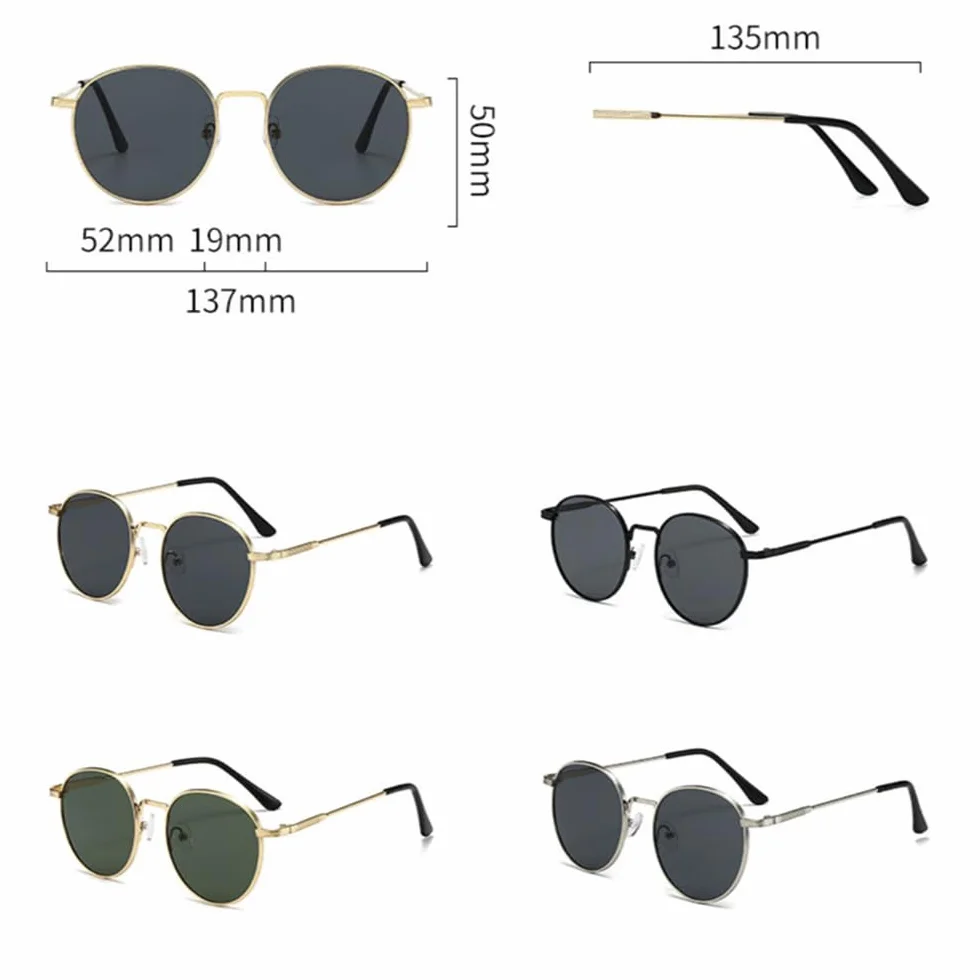 Okulary przeciwsłoneczne męskie vintage, okrągła metalowa oprawka, anty UV400, okulary przeciwsłoneczne dla kobiet, męsk
