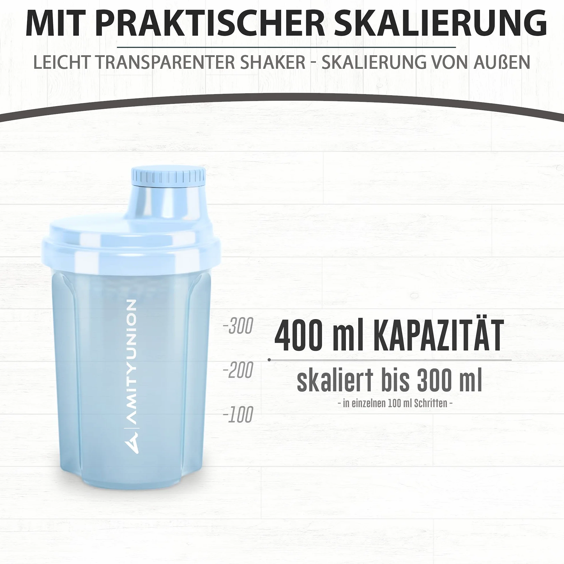 Heaven Protein Shaker 300 ml, zabezpieczony przed wyciekiem, nie zawiera BPA, z wklikiwanym sitkiem i skalą do kremowych szejków serwatkowych, kubek na siłownię, do izolatów i koncentratów sportowych