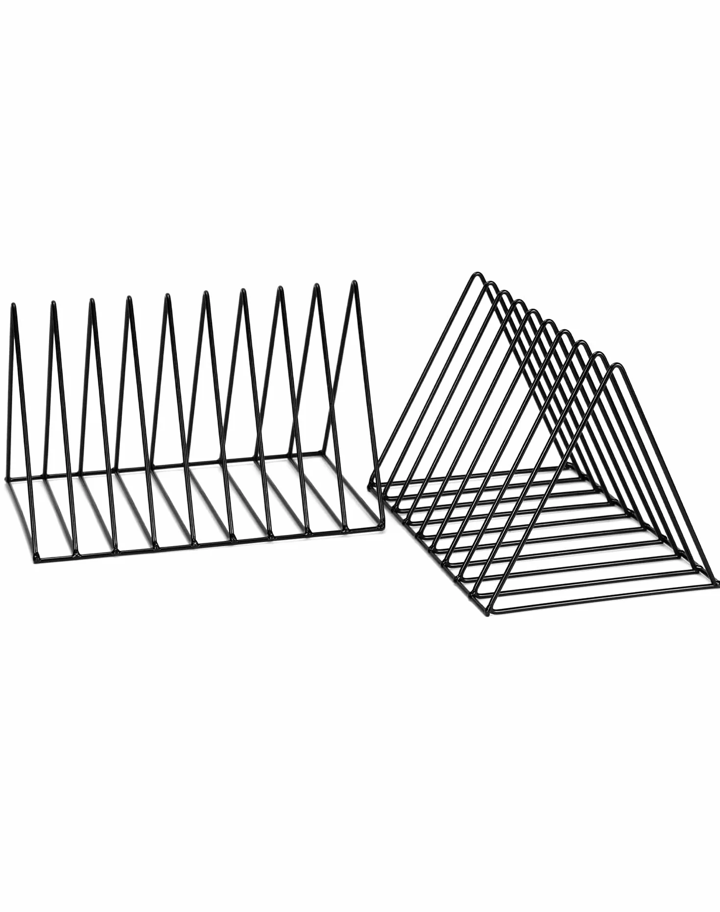 QWORK® Trójkątny organizer na książki, stojak na dokumenty, 9 przegródek, stojak na czasopisma, do przechowywania czasopism, książek, albumów fotograficznych, 2 szt