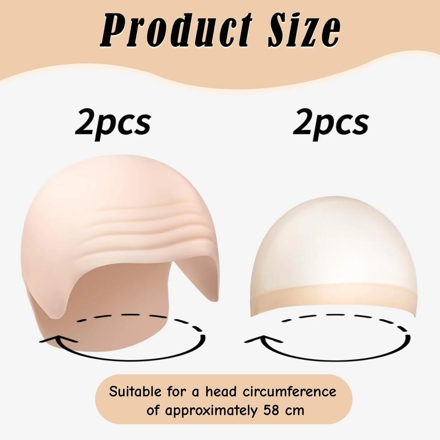 2 silikonowe czepki do łysienia dla dorosłych, silikonowe peruki do łysienia z 2 czapkami pod perukę, realistyczny zestaw czapek typu bald, wielokrotnego użytku, na imprezę, Cosplay, do teatru, filmu