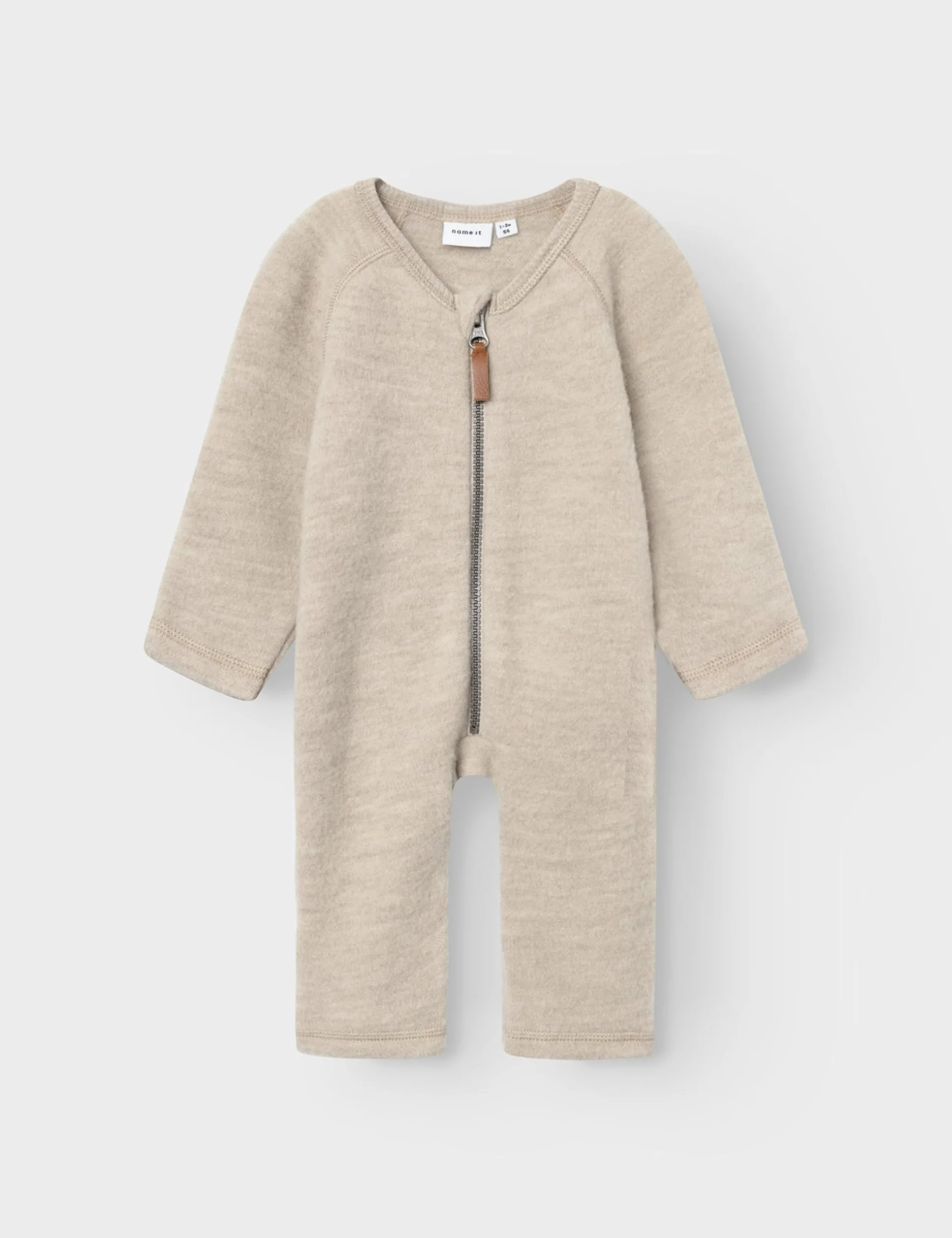 NAME IT Dziecięce śpioszki Nbfwmino Wool Bru Ls Suit Noos, beżowy, 74