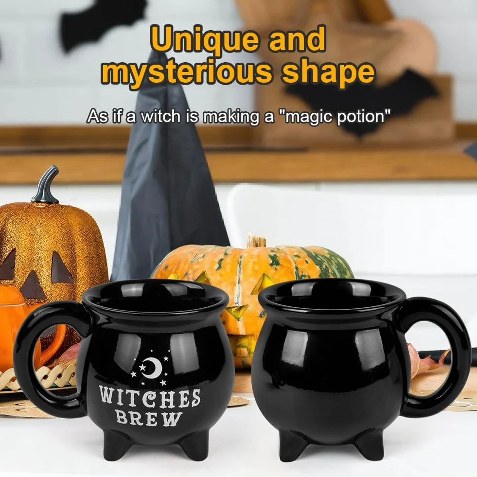 HOTUT Witches Brew kubek kociołek z podstawką gotycki kubek do kawy i herbaty Halloween