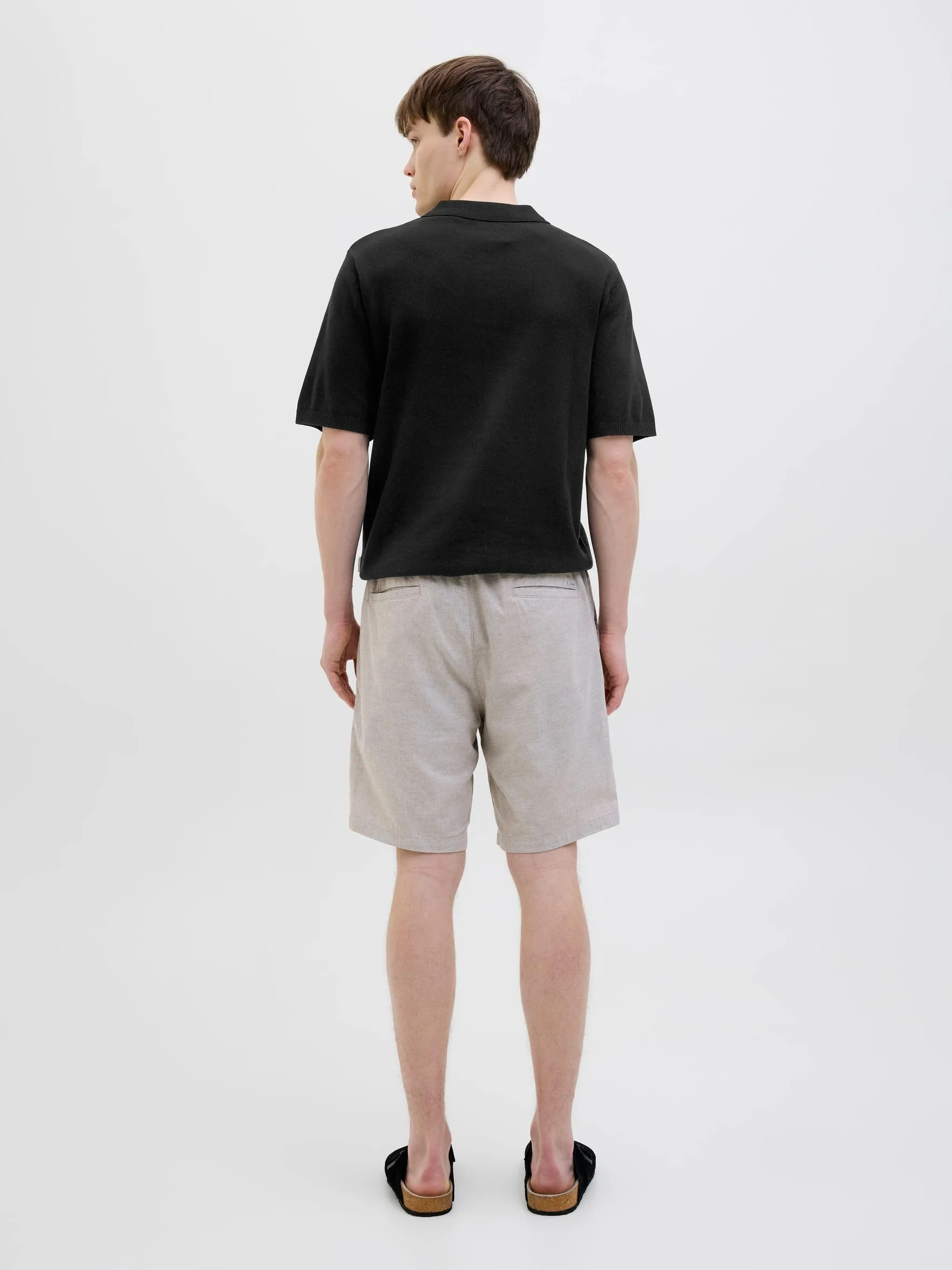 JJ REBEL Jrebcallum Knit Polo Ss męska koszulka polo, czarny, L