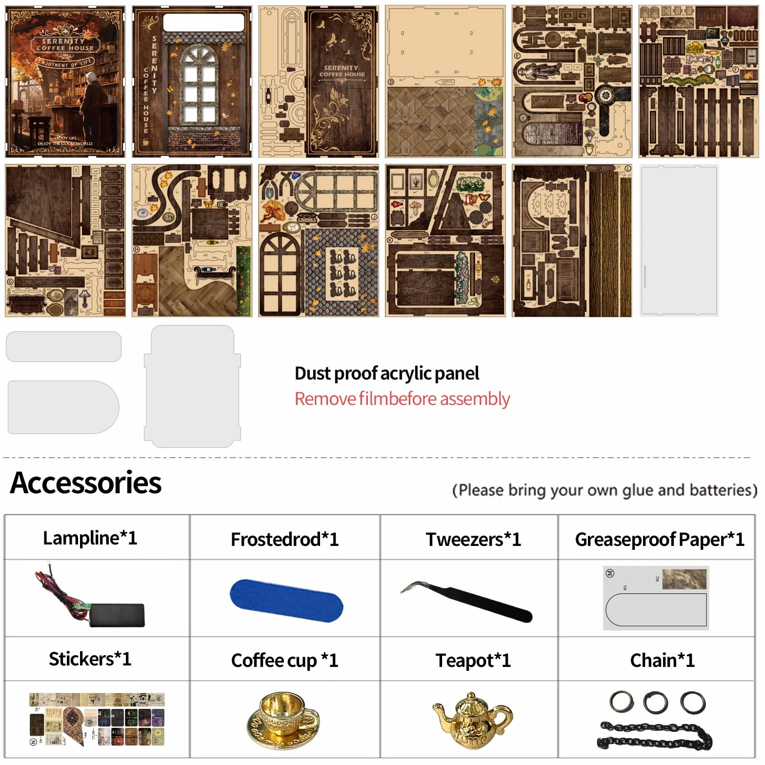GuKKK Zestaw Book Nook DIY drewniane puzzle 3D z oświetleniem LED dekoracja półki na książki miniaturowy dom