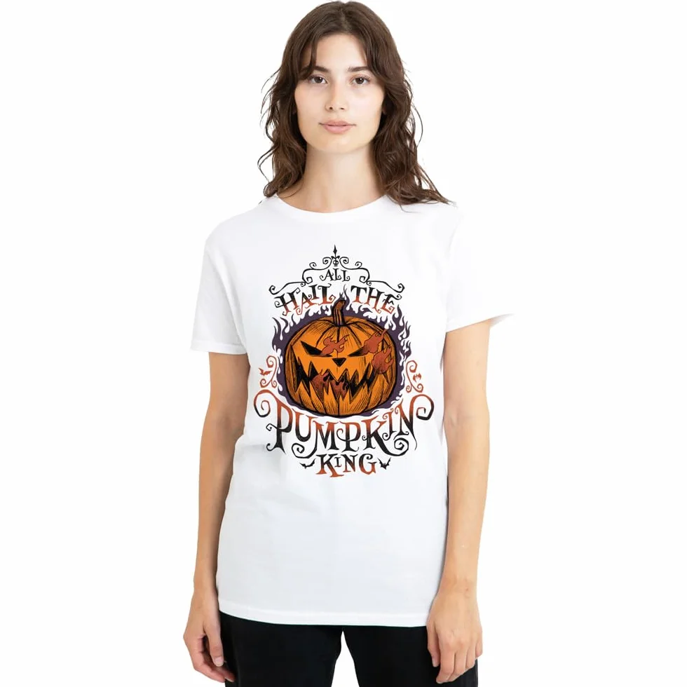 The Nightmare Before Christmas Koszulka Kobiety The Nightmare Before Christmas Hail The Pumpkin King Ladies T Shirt, White