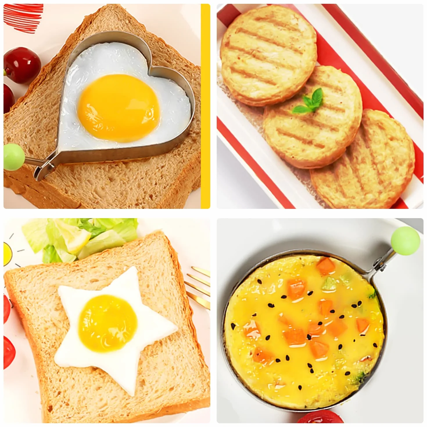 Forma do omletów ze stali nierdzewnej, nieprzywierająca, 6 sztuk z szczotką olejową