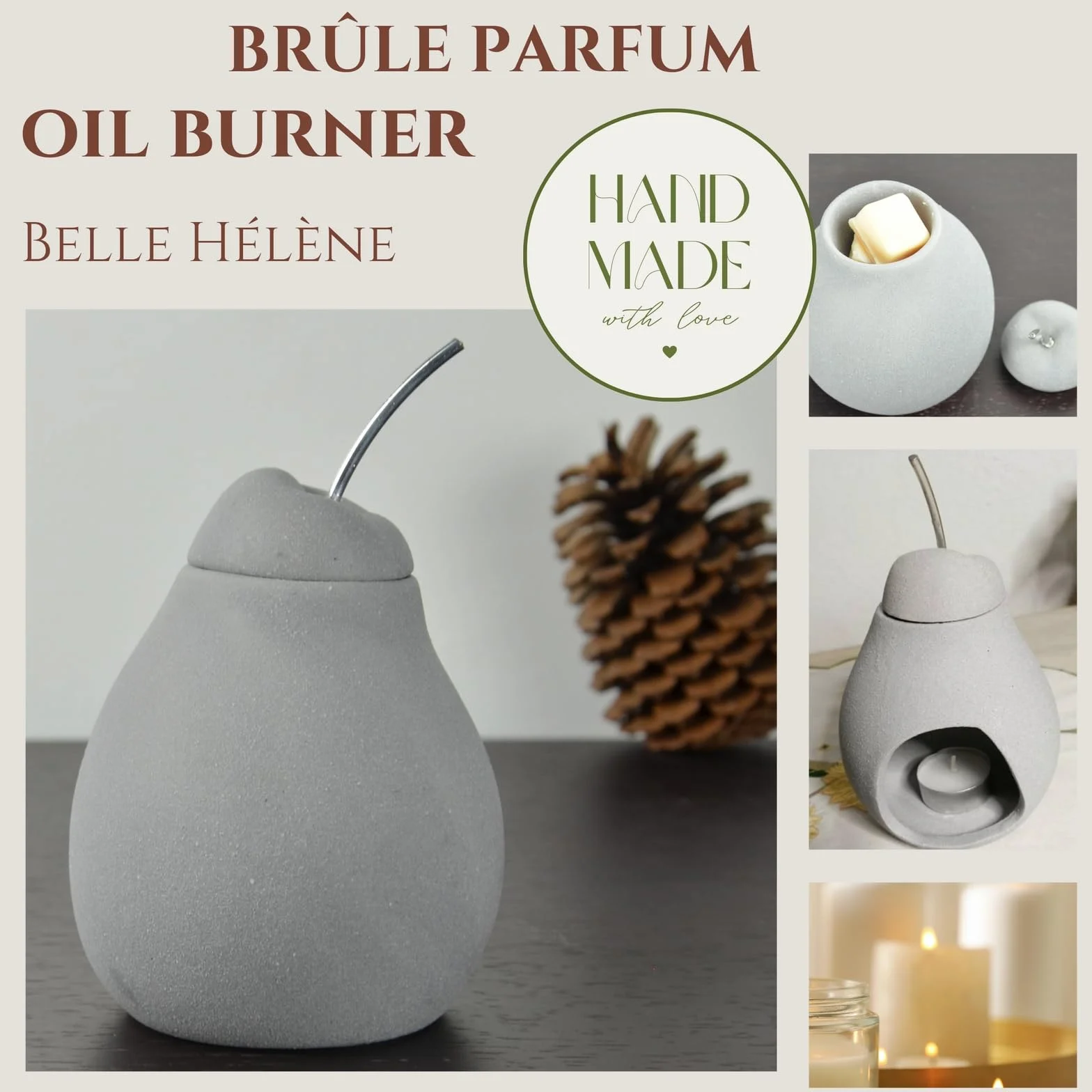 Palenie Perfumy Belle Helena Palnik do kremowego wosku zapachowego dyfuzor olejków eterycznych aromaterapia świecznik cementowy 12 cm