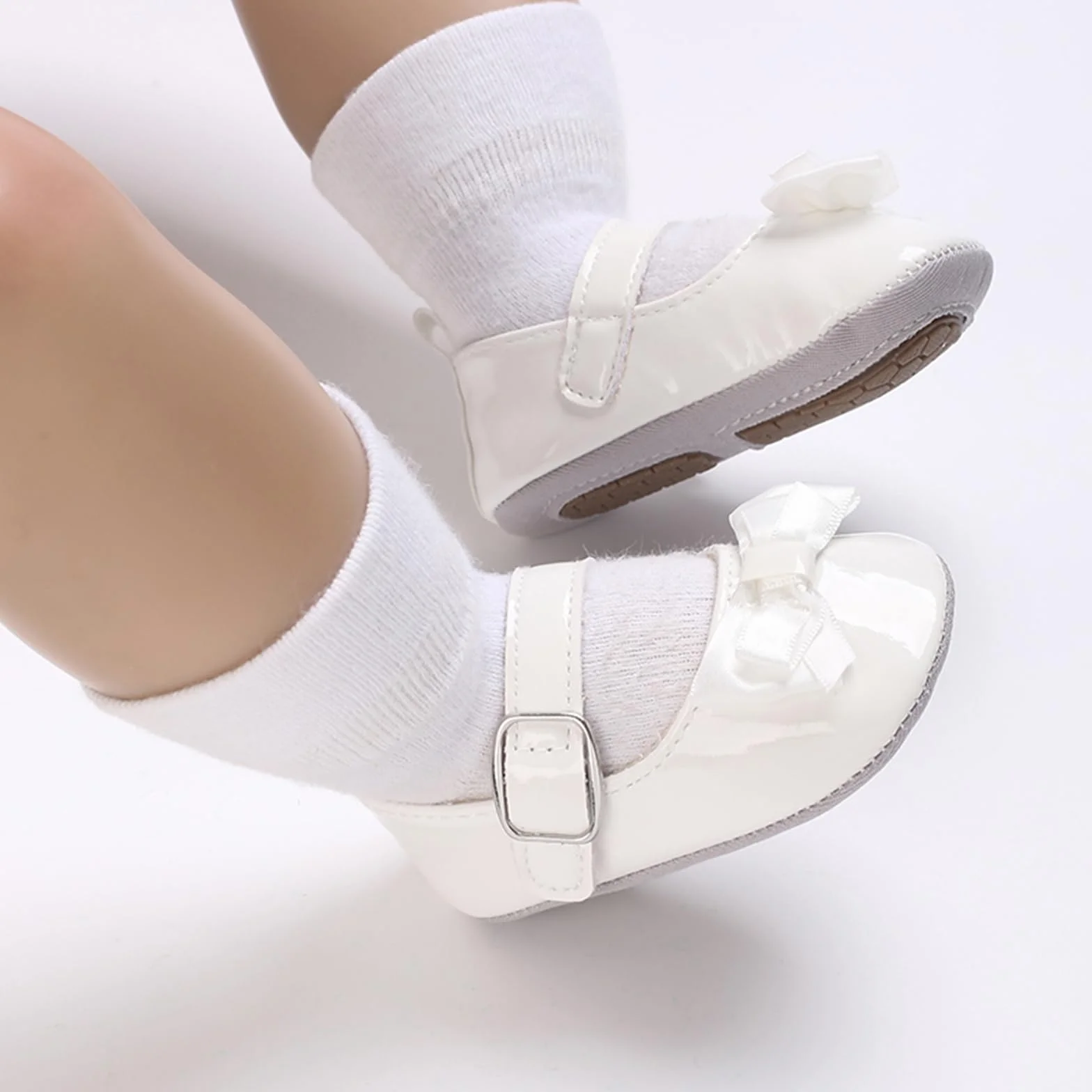 MASOCIO Buty dla dziewczynek Mary Jane dziecięce antypoślizgowe buty do chodzenia, Biel 2, 12-18 Miesiące