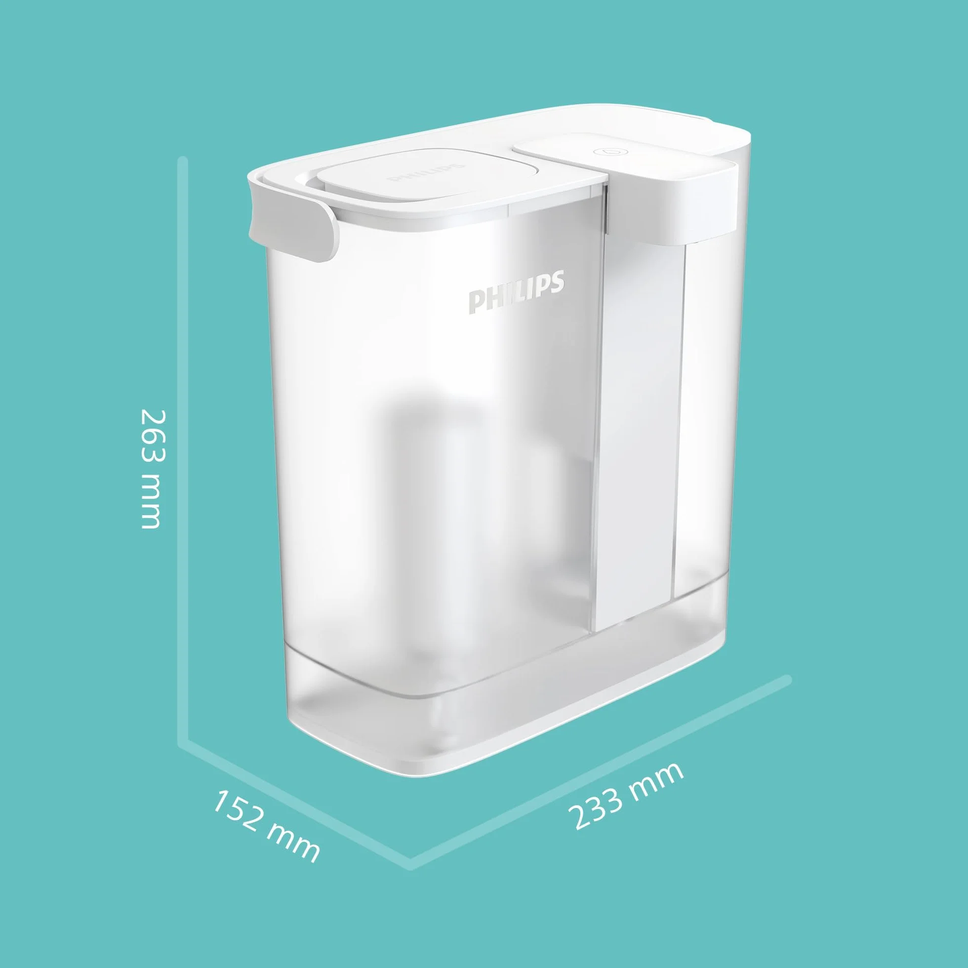 Philips Water Natychmiastowy filtr wody z 3 filtrami zamiennymi Softening+, redukcja wapna do kolejnych 50%, szybki przepływ 1 l/min, akumulator USB-C, pojemność 3 l