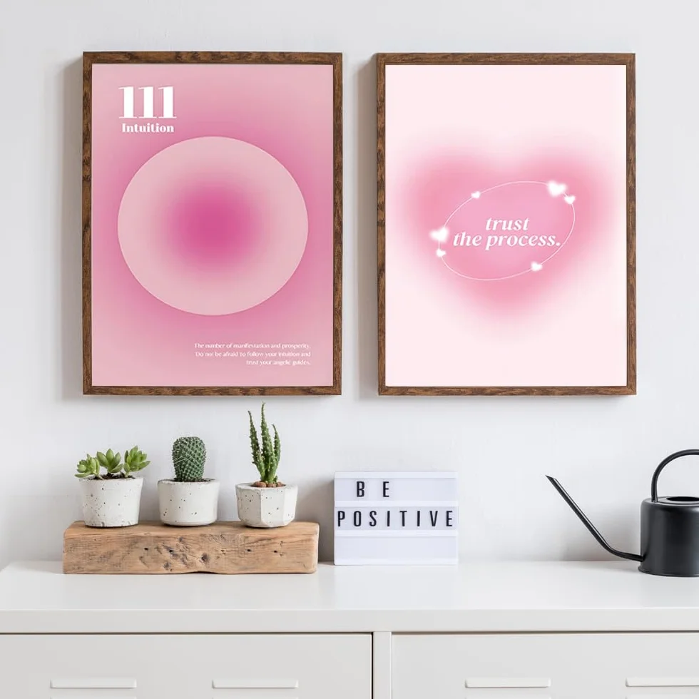 Zestaw plakatów Aesthetic Clean Girl 3 sztuki dekoracja pokoju różowa