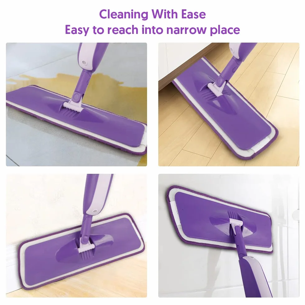 Mop z rozpylaczem z mikrofibry do czyszczenia podłóg - MEXERRIS Mop do czyszczenia podłóg w kuchni z 2 butelkami wielokrotnego napełniania obracany o 360° mop z twardego drewna do laminowanych płytek