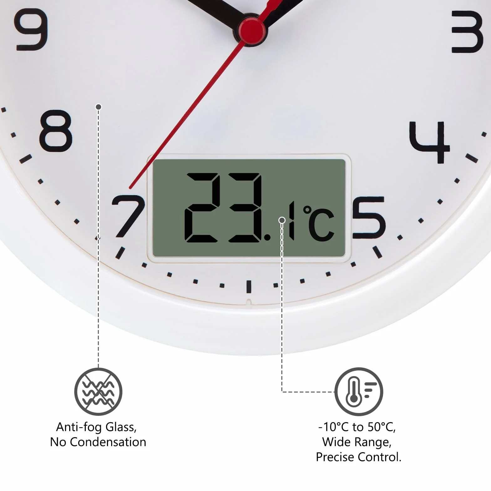 VIVILINEN Zegar łazienkowy ze wskaźnikiem temperatury, wodoodporny 17 cm