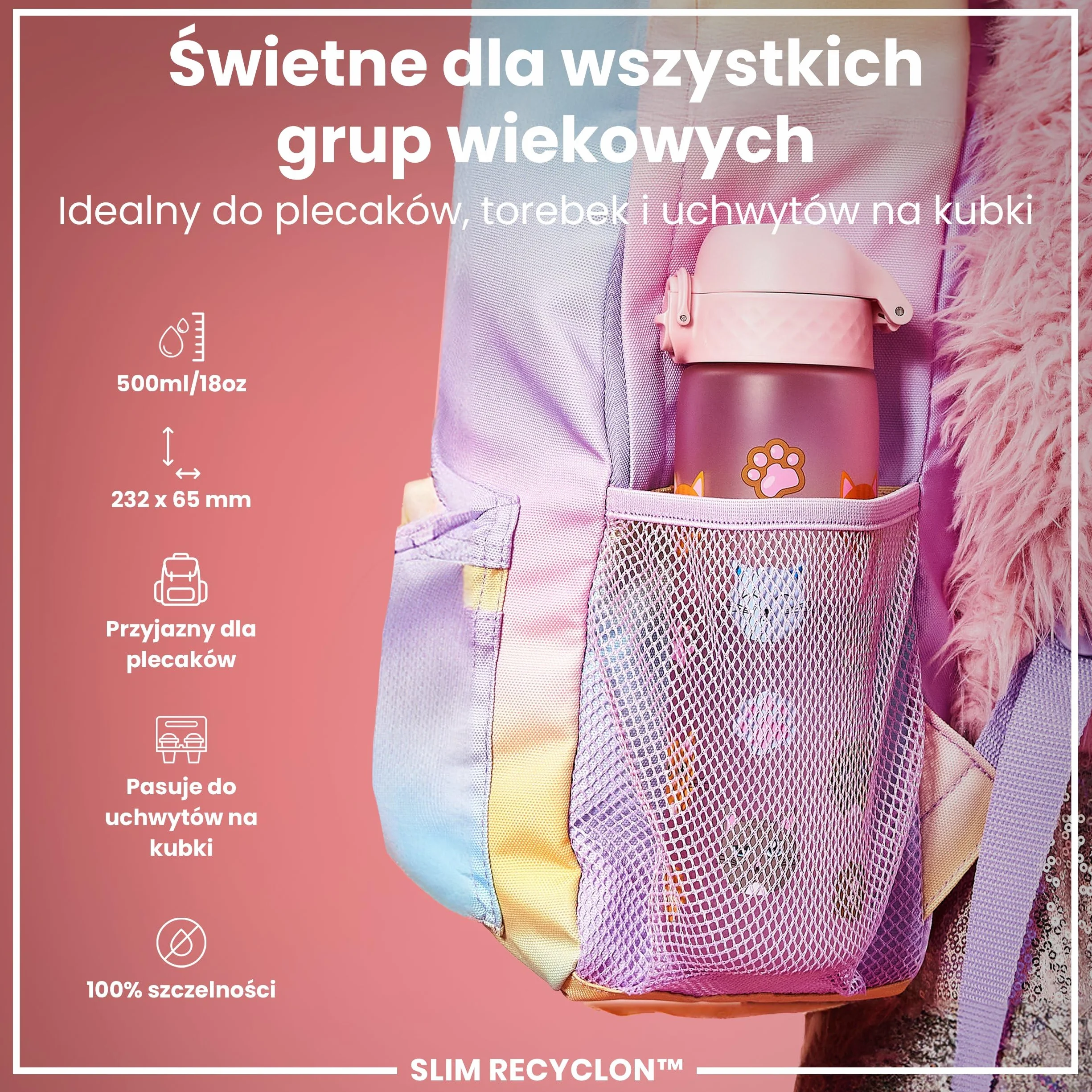 ION8 Butelka na Wodę 500 ml Szczelna Bez BPA Łatwe Otwieranie