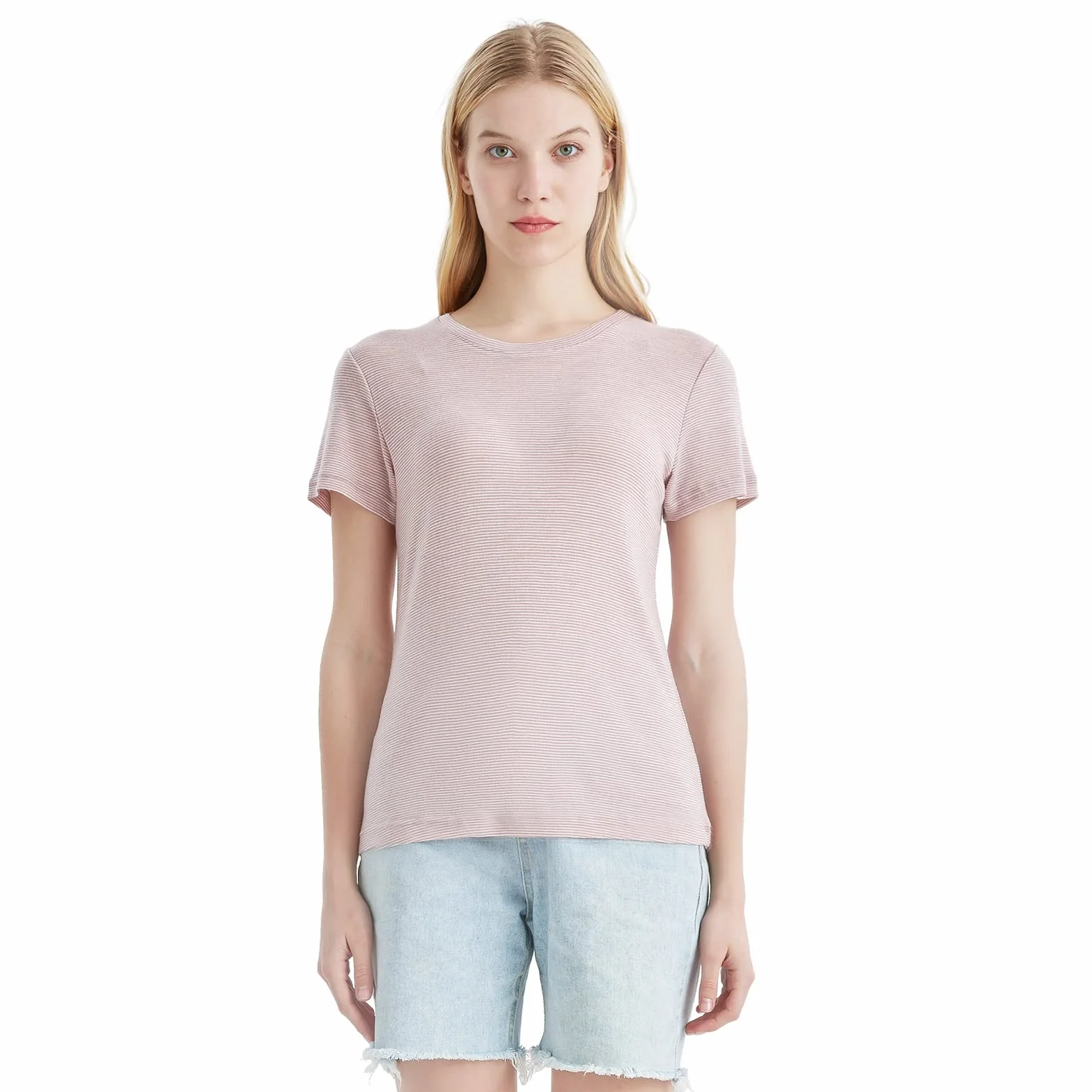Merino Protect 100% Merino Wełna T-Shirt Damski Z Okrągłym Dekoltem Krótki Rękaw Odzież Podstawowa Antyodorowa Nadająca Się Do Podróży I Trekkingu T-Shirt