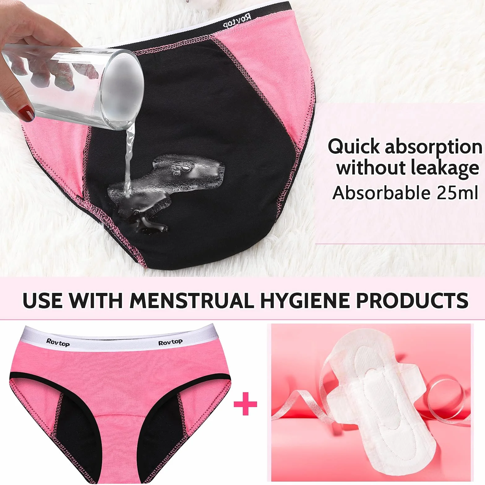 Rovtop Dziewczęca bielizna bawełniana majtki menstruacyjne majtki 5 sztuk
