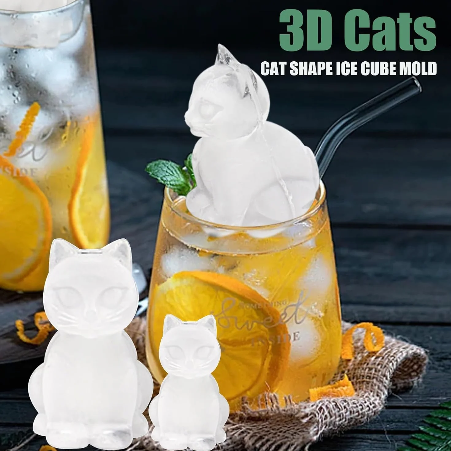 Ice Cat Ice Cube Tray 3D Cat Shape Moulds 4-otworowe duże zabawne formy