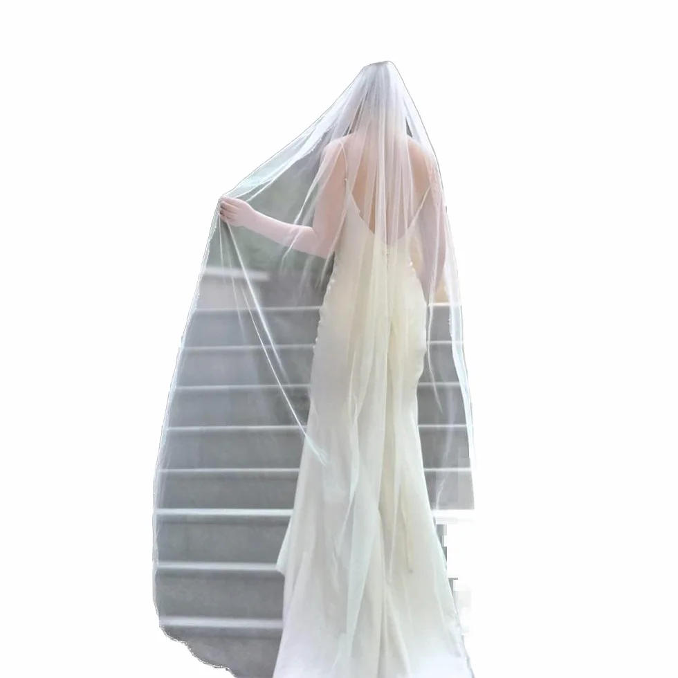 Ślub Welony ślubne Kryształowy brzeg z koralikami Luksusowy welon slubny dla panny młodej Welon Wieczór panieński Welon Świecący (Color : Ivory, Size : 75cm)