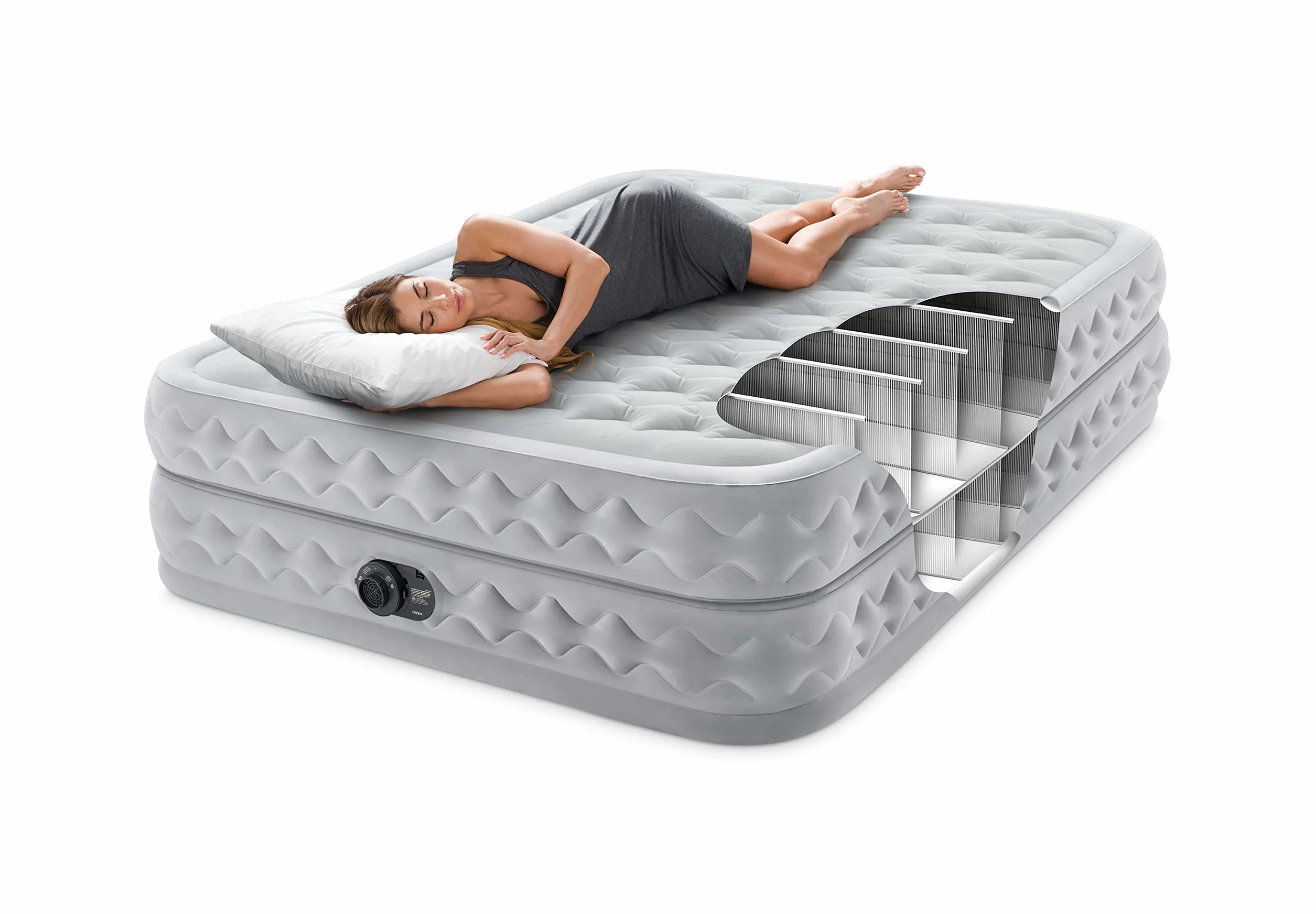 Intex 64490ND - Materasso Dura-Beam Supreme Air-Flow Autogonfiante, 152x203x51 cm