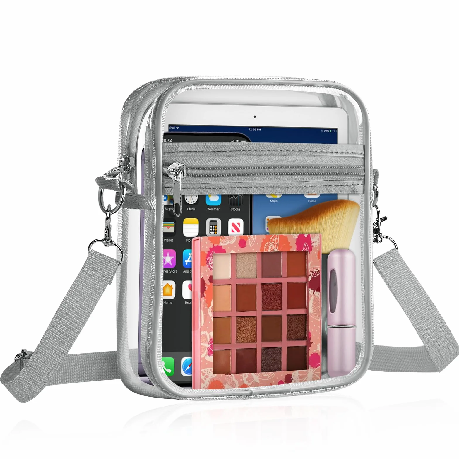 Aucuu Przezroczysta torba crossbody, zatwierdzona przez stadion, przezroczysta torebka z regulowanym paskiem na ramię, torby kurierskie