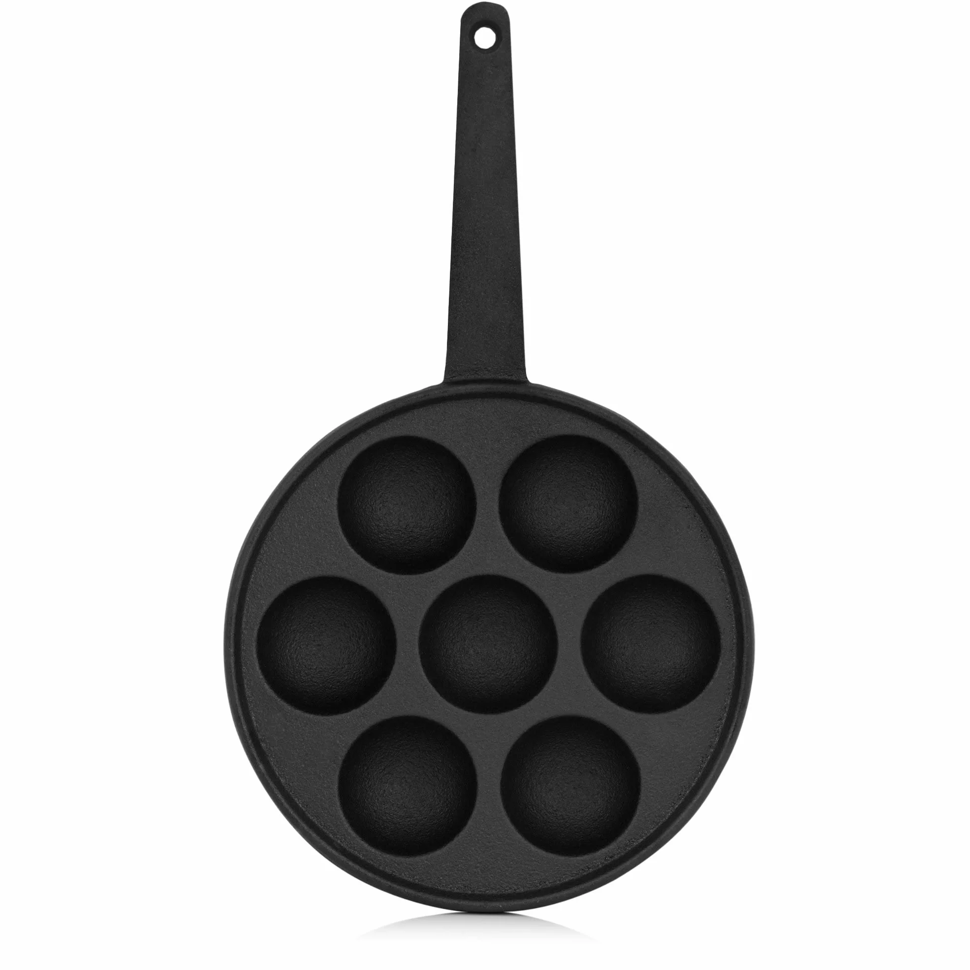 BBQ-Toro Żeliwna patelnia do poffertjes z uchwytem | Ø 20,5 x (wys.) 3 cm, patelnia do 7 patelni, wstępnie przygotowana, patelnia do poffertje, takoyaki, z oczami wołu