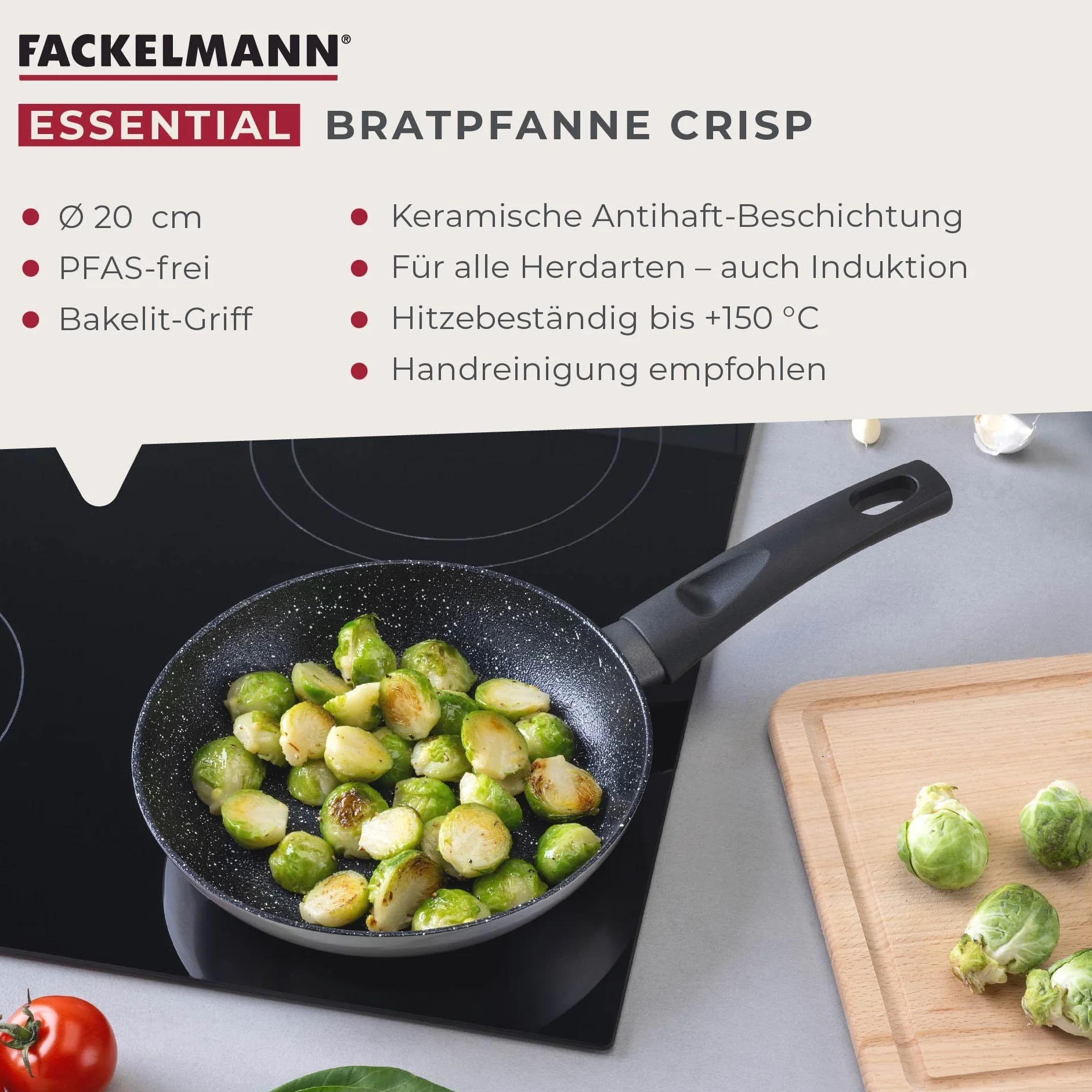 FACKELMANN Patelnia Essential Crisp 20 cm powłoka ceramiczna bez PFAS indukcja