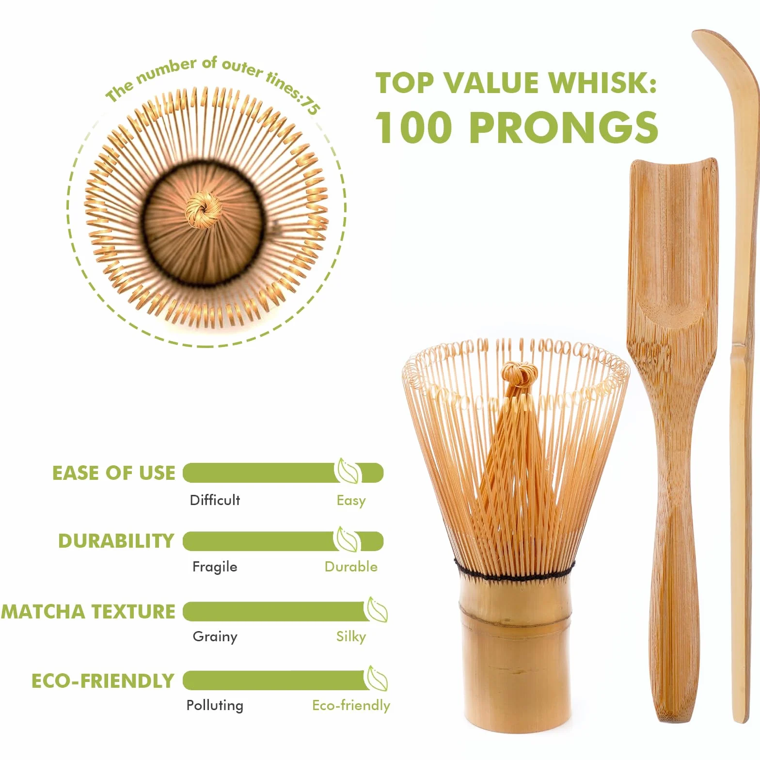 Zestaw Matcha 6 Elementów Trzepaczka Sitko Miseczka Bambusowe Łyżki Ceramiczny Stojak