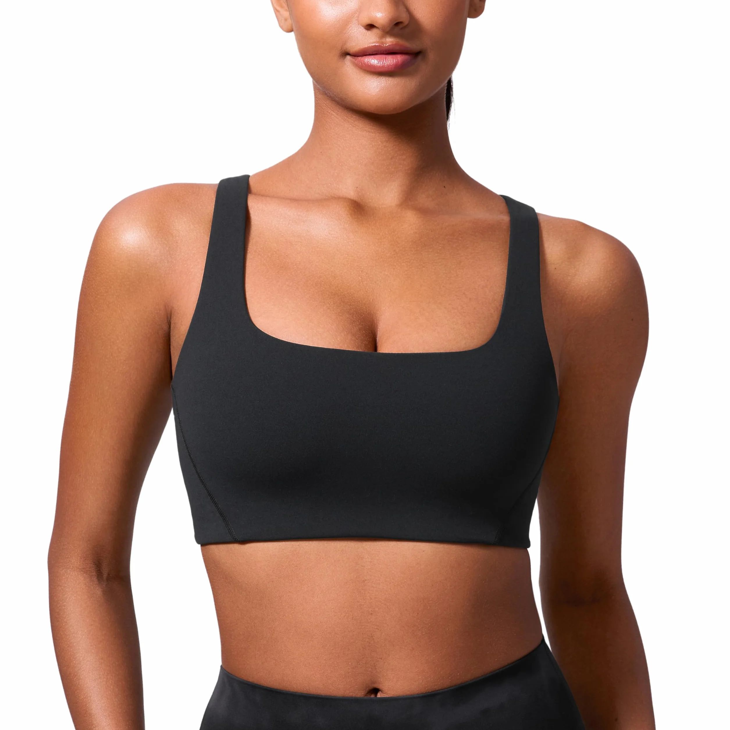 CRZ YOGA BBiustonosz sportowy Butterlift Double Lined Square Neck dla kobiet – bez fiszbin z odkrytymi plecami w kształcie litery V do ćwiczeń i jogi bez usztywnień