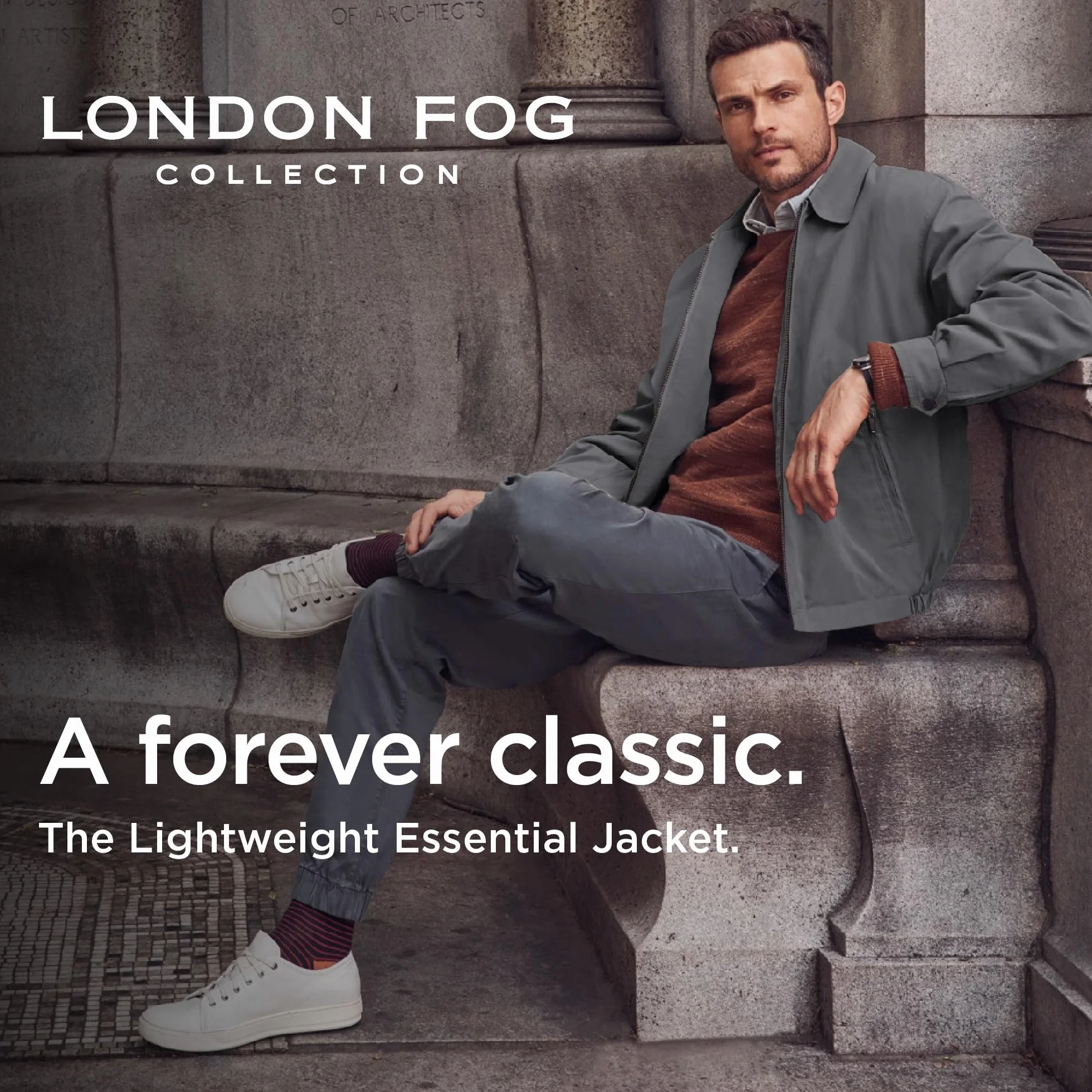 London Fog Lekka kurtka bawełniana Mężczyźni Kurtka golfowa z zamkiem błyskawicznym z przodu