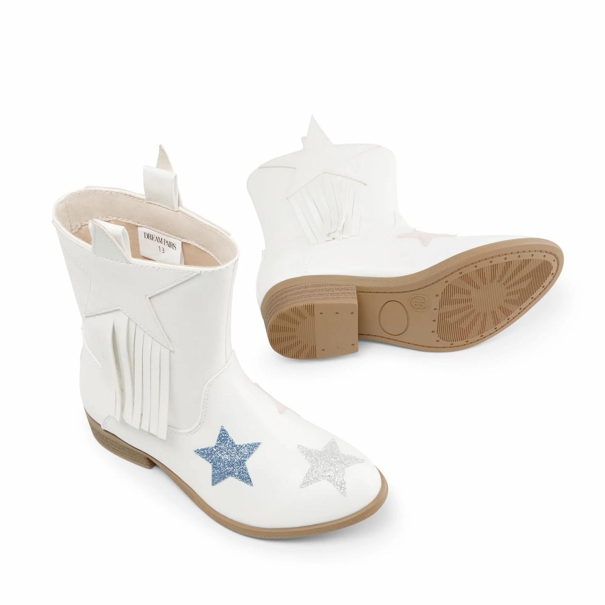 DREAM PAIRS Dziewczęce kowbojskie kowbojskie zachodnie buty z frędzlami do połowy łydki