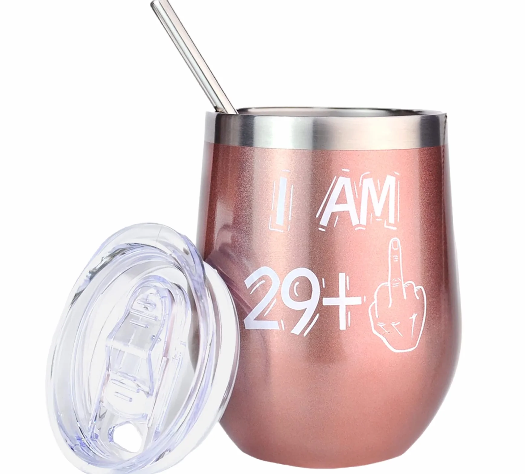BOKALAKA Kubek do wina stal nierdzewna 350 ml 12 oz prezent na 30 urodziny kobiet