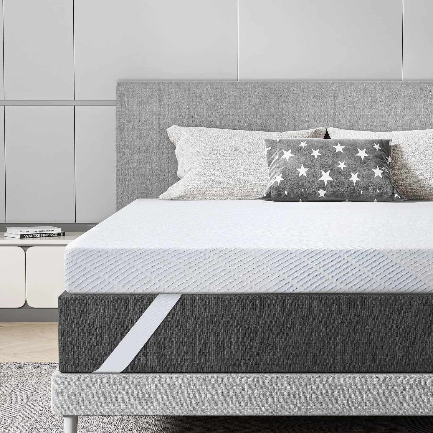 BedStory Żelowy topper 90 x 200 cm, wysokość 7,6 cm, nakładka na materac z pianki żelowej z pamięcią kształtu H2 H3