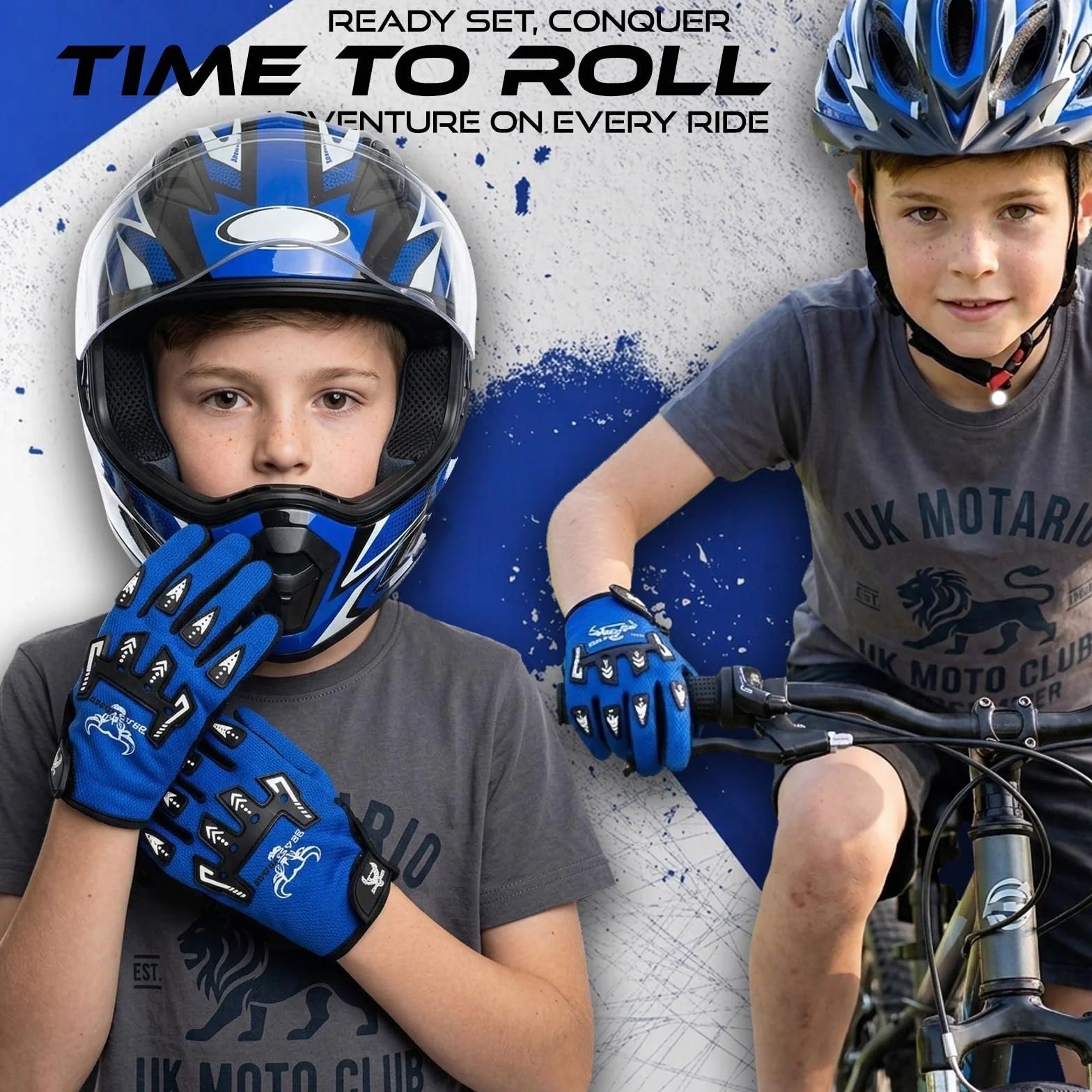 BEAST RAGE Dziecięce rękawiczki rowerowe – rękawice rowerowe do motocrossu i BMX dla chłopców i dziewcząt, antypoślizgowy uchwyt, oddychające, lekkie rękawice motocyklowe dla dzieci