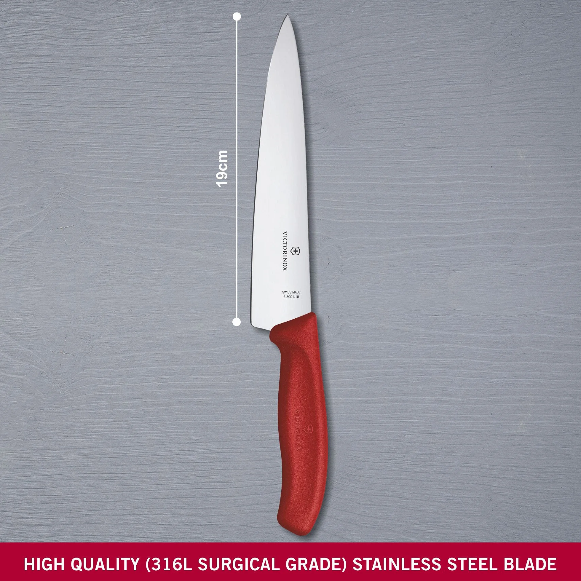 Victorinox Swiss Classic Tranchiermesser 6.8001.19B, Extra scharfe Klinge, Rot, Spülmaschinengeeignet