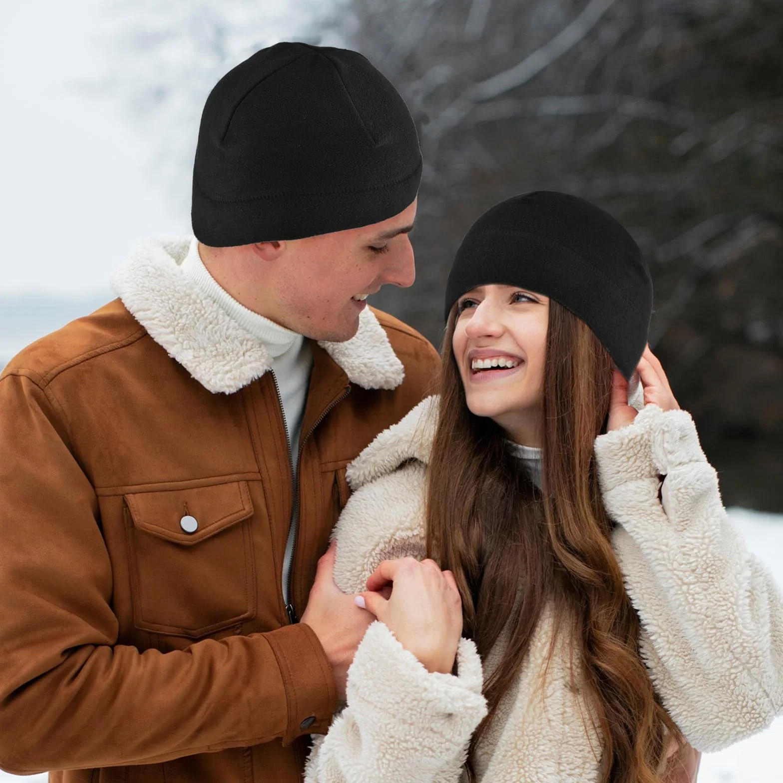 WLLHYF 1 sztuki zimowa ciepła czapka z czaszką wiatroszczelna czapka do zegarka gruba miękka polarowa czapka beanie dla mężczyzn kobiet sport na zewnątrz czarna, Czarny, rozmiar uniwersalny