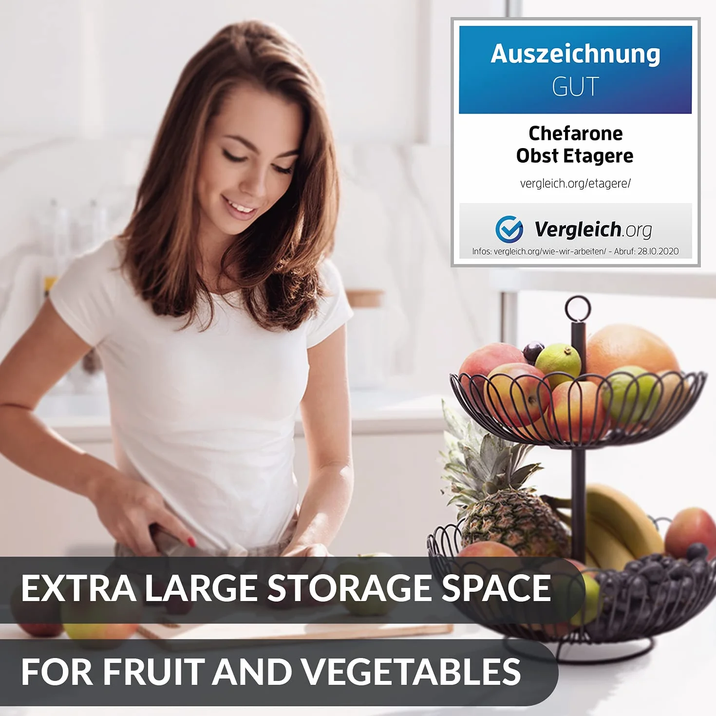 Chefarone® Półmisek na Owoce 33 cm Czarna Etażerka XL z Miseczkami