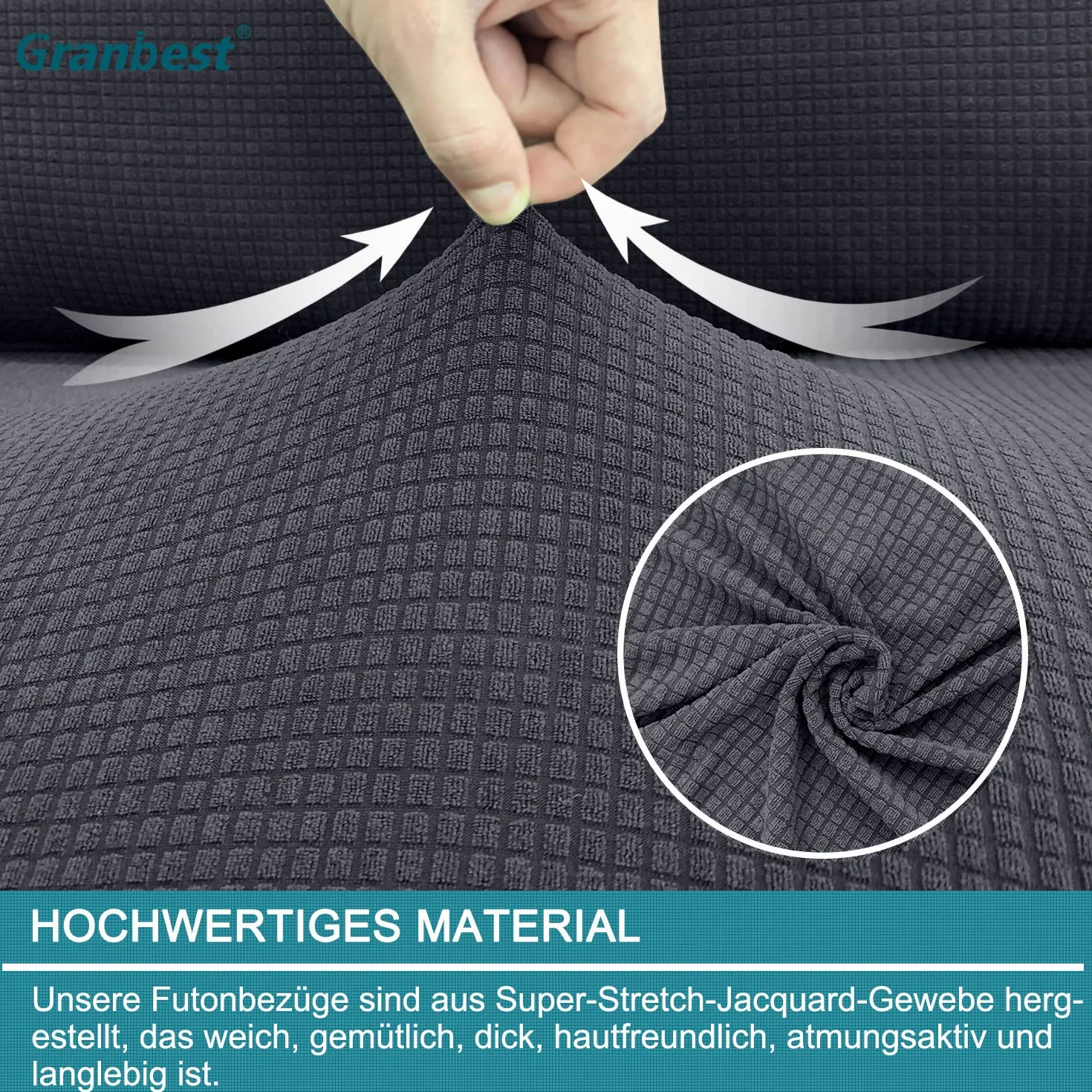Granbest wodoodporna poszewka na futon bez podłokietników, wysoki stretch futon ochraniacz do składanego sofę do spania antypoślizgowy poszewka na sofę bez podłokietników (szary)