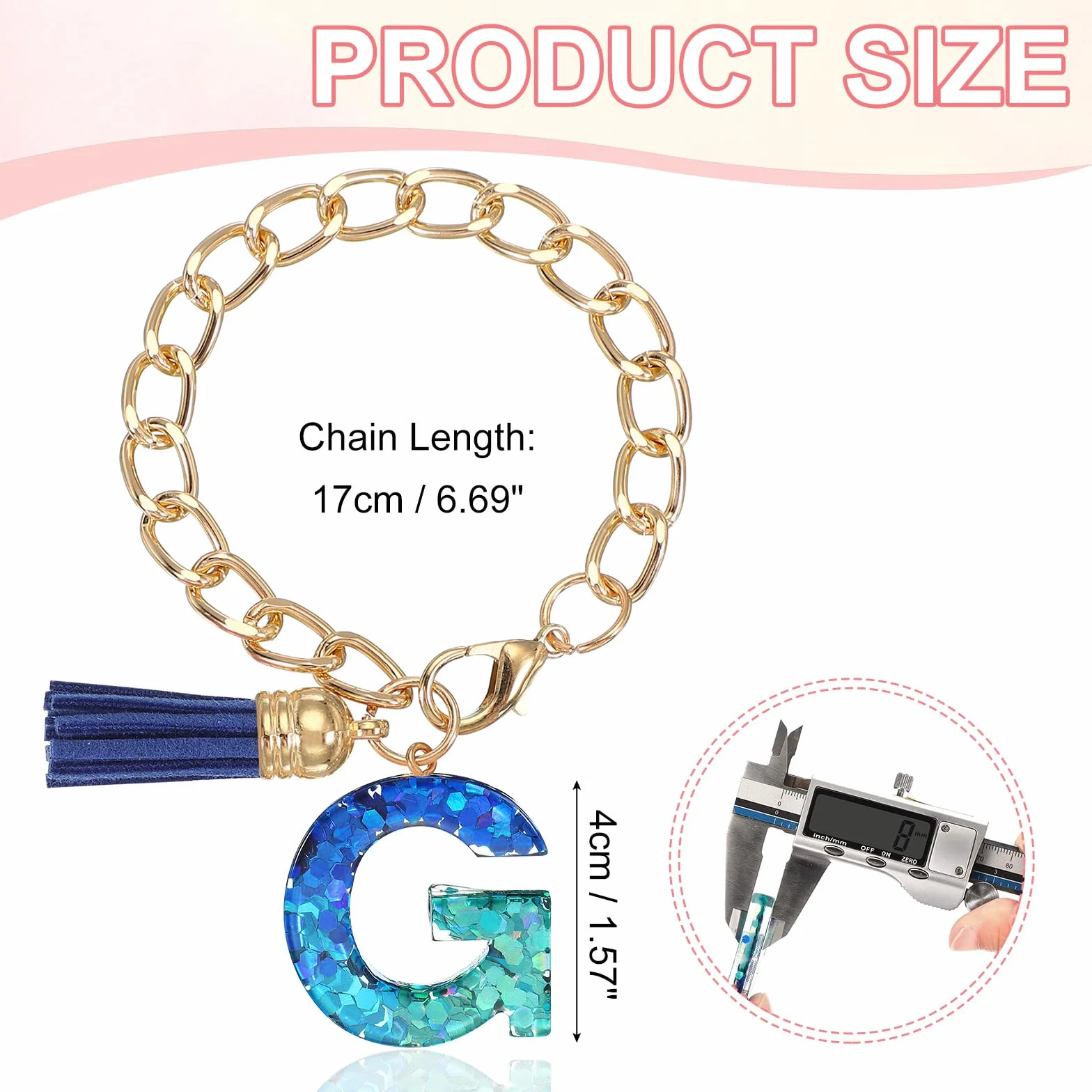 PATIKIL Zawieszka z literą do kubka Stanleya, uroczy inicjał G Charm akcesoria do Stanley Tumbler uchwyt brelok spersonalizowany amulet dla kobiet, niebieski