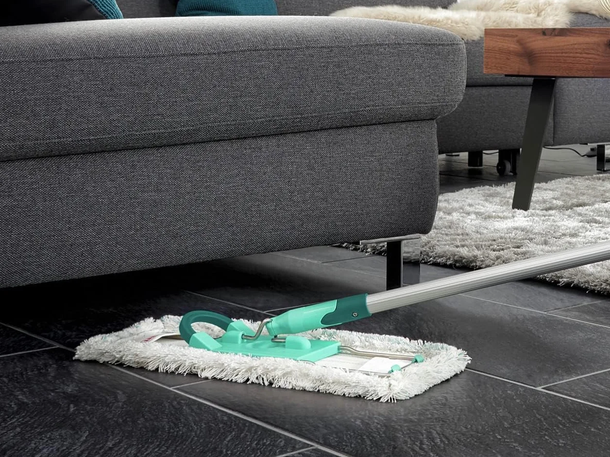 Leifheit Profi XL cotton plus teleskopowy uchwyt 80-135 cm ze stali do płytek i podłóg kamiennych, mop do odkręcania za pomocą kliknięcia nożnego, przegub obrotowy 360°, system zatrzaskowy
