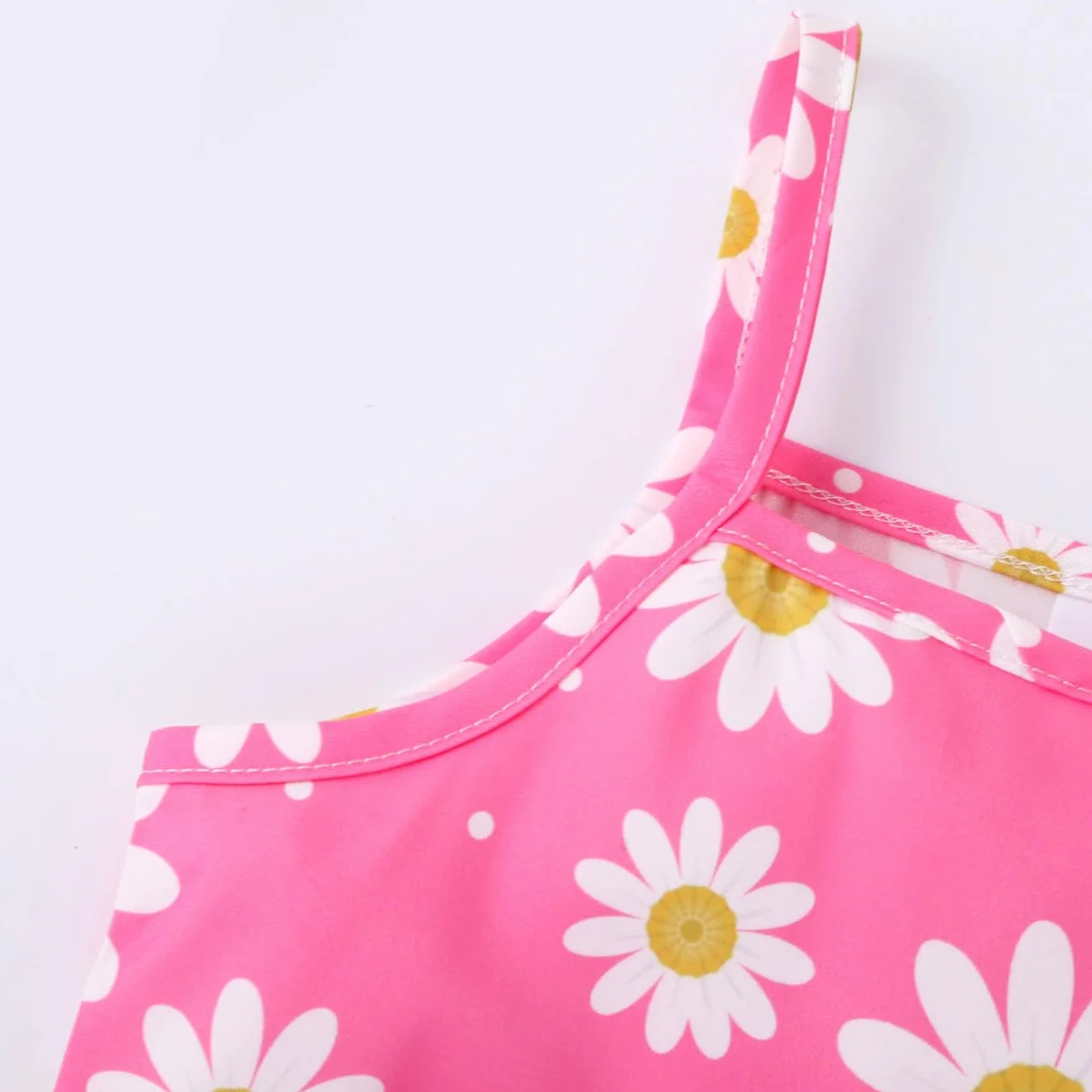 Baby Girl Baby Girl Dress Baby Clothing Newborn Daisy Flower Print Ramiączka Okrągły Dekolt Dopasowane Sukienki Sukienki Falbane Lato Małe Dziewczyny, Niebieski/Różowy 6 Miesięcy-3 Lat