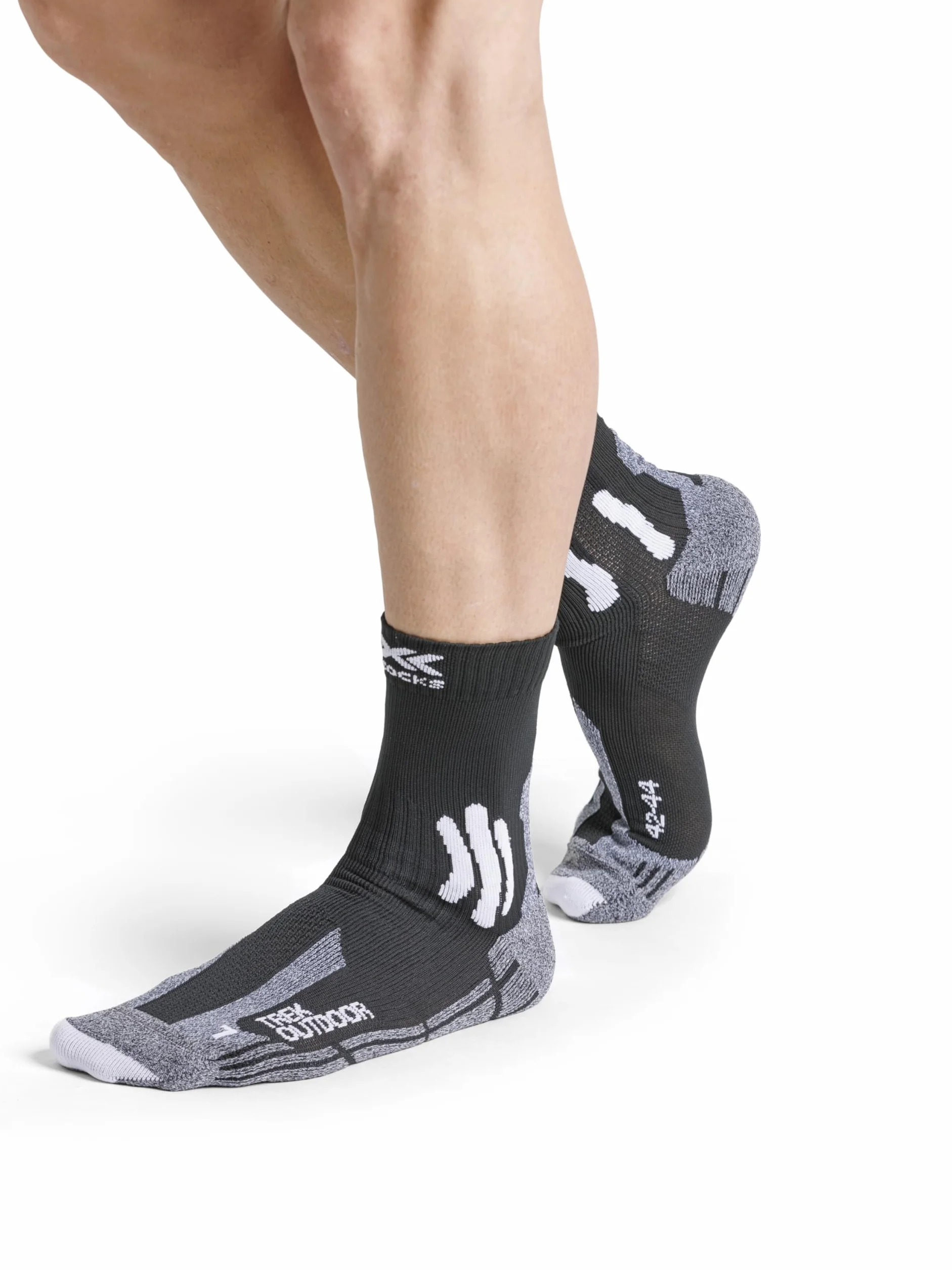 X-Socks Trek Outdoor 4.0 - skarpety trekkingowe dla mężczyzn i kobiet, zwiększony komfort i ochrona podczas aktywności na świeżym powietrzu - Opal Black/Dolomite Grey Melange, 39-41