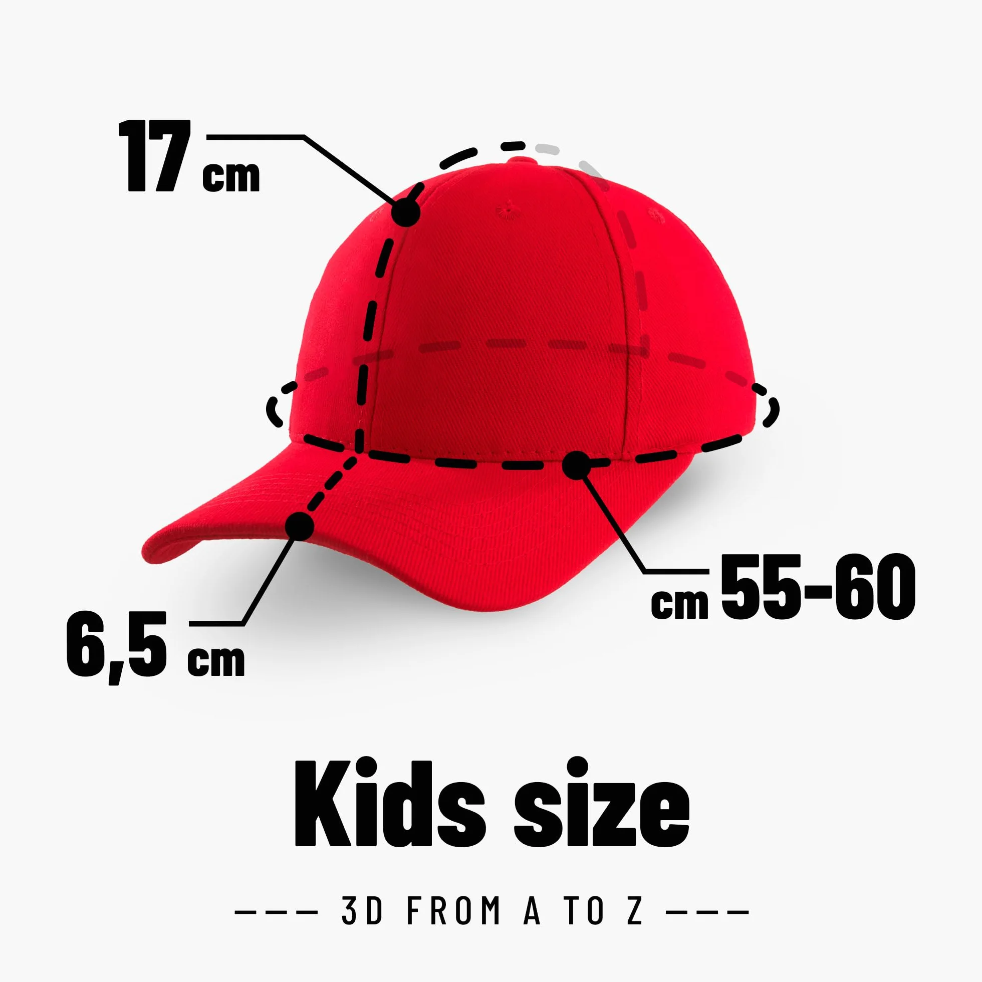 4sold Czapka z daszkiem, regulowana, dla chłopców i dziewczynek, litery alfabetu A–Z, czerwona czapka z czarną literą, haft 3D, czapka sportowa dla dzieci, I, Rozmiar uniwersalny