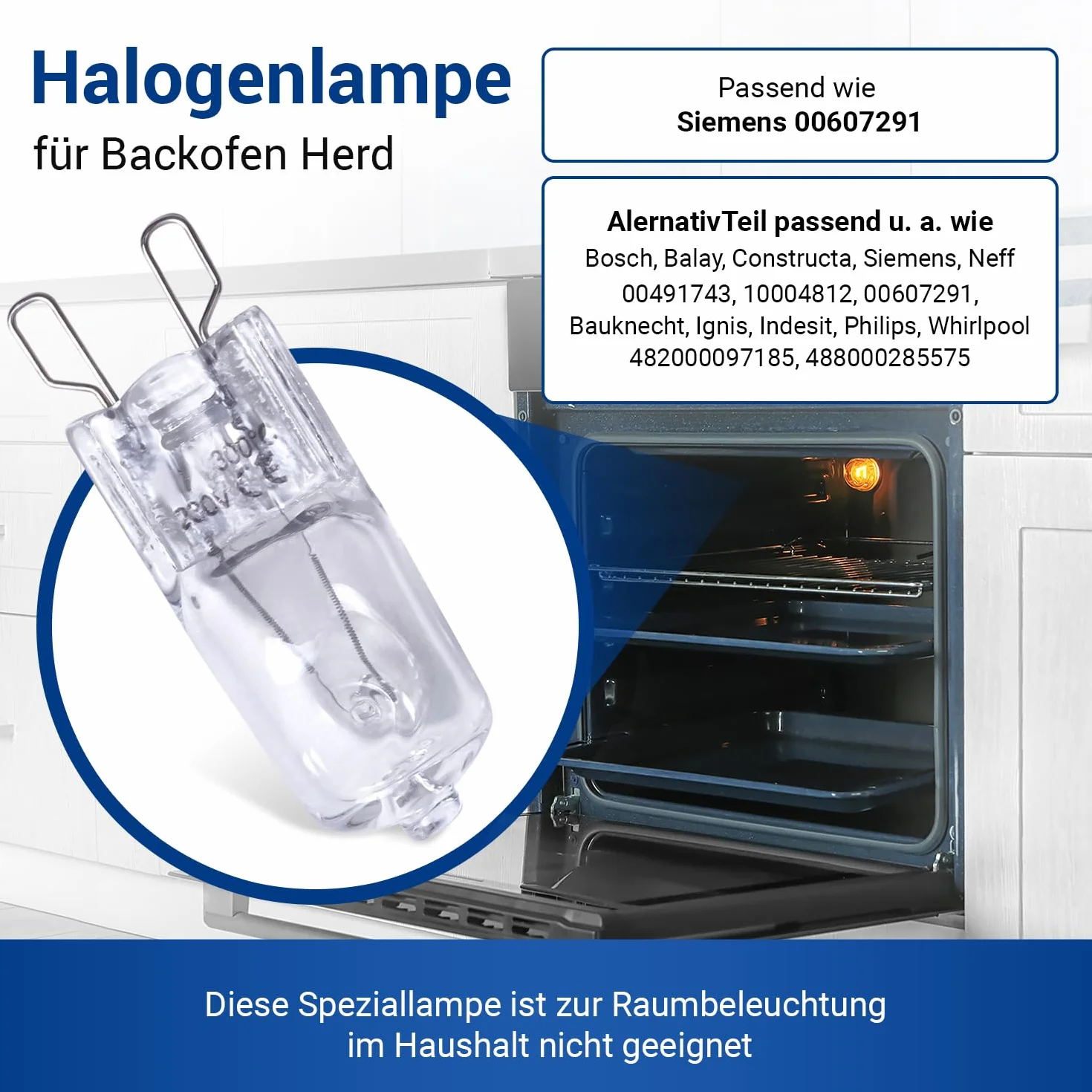 VIOKS żarówka G9 25W 230V zamiennik do piekarnika Bosch Siemens 00607291