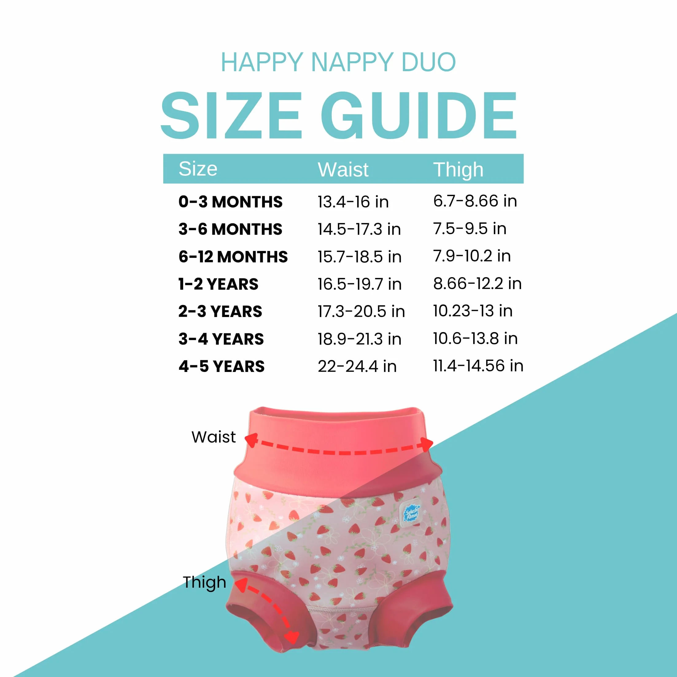 Splash About Happy Nappy Duo, pieluszka do pływania wielokrotnego użytku, Pole truskawkowe, 12-24 miesi?cy
