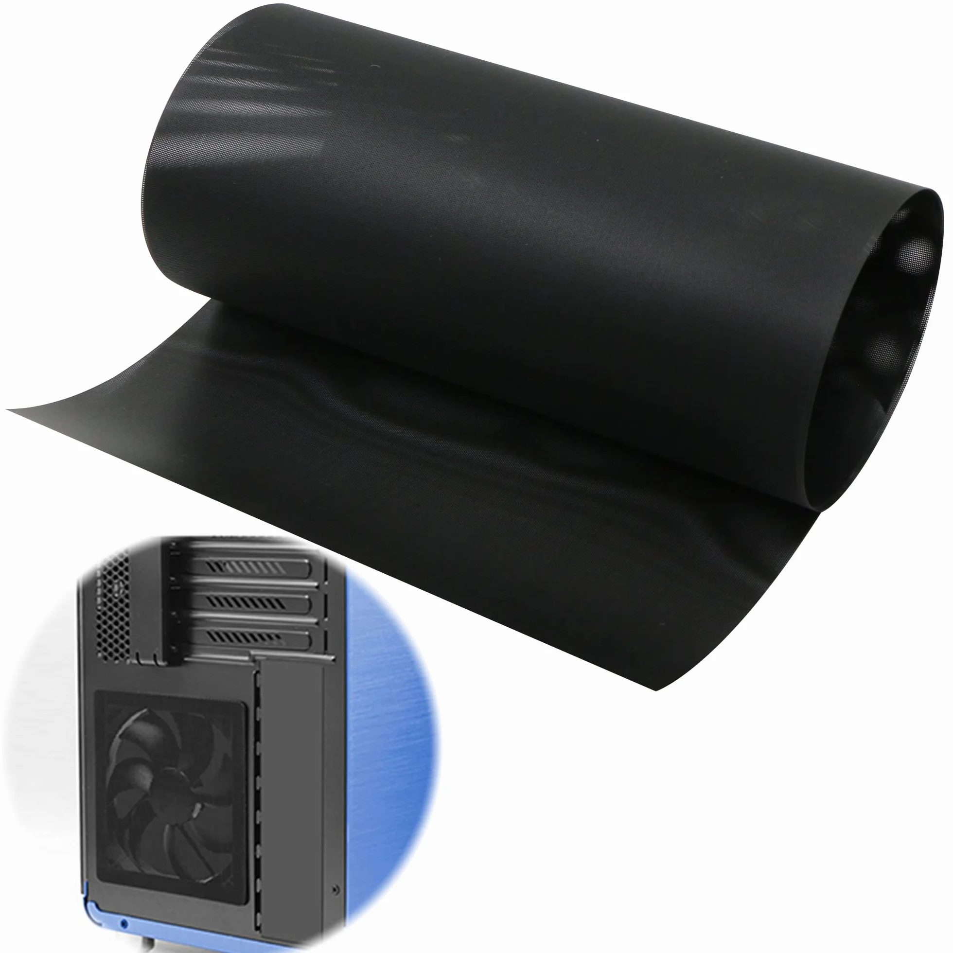 Filtr przeciwpyłowy, osłona wentylatora PC, filtr przeciwpyłowy – 29 x 100 cm, osłona ochronna z PCW do ochrony przed kurzem, kratka wentylatora, wentylator komputerowy, pyłoszczelny, czarny