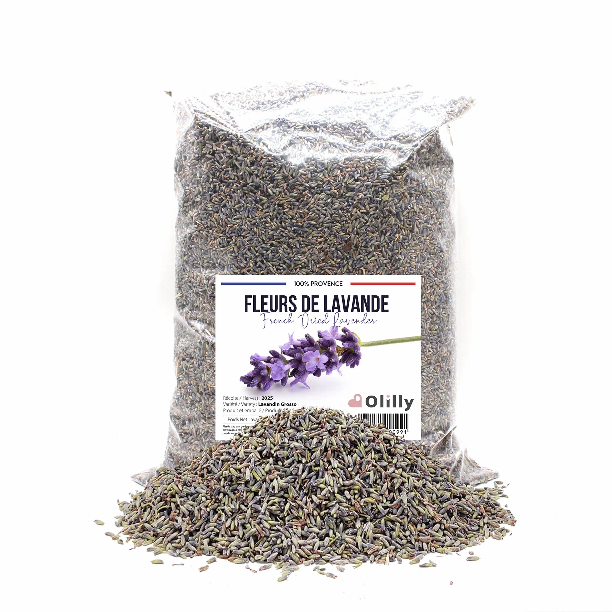 OLILLY Suszone kwiaty lawendy z Prowansji Lavandin Grosso 1 kg
